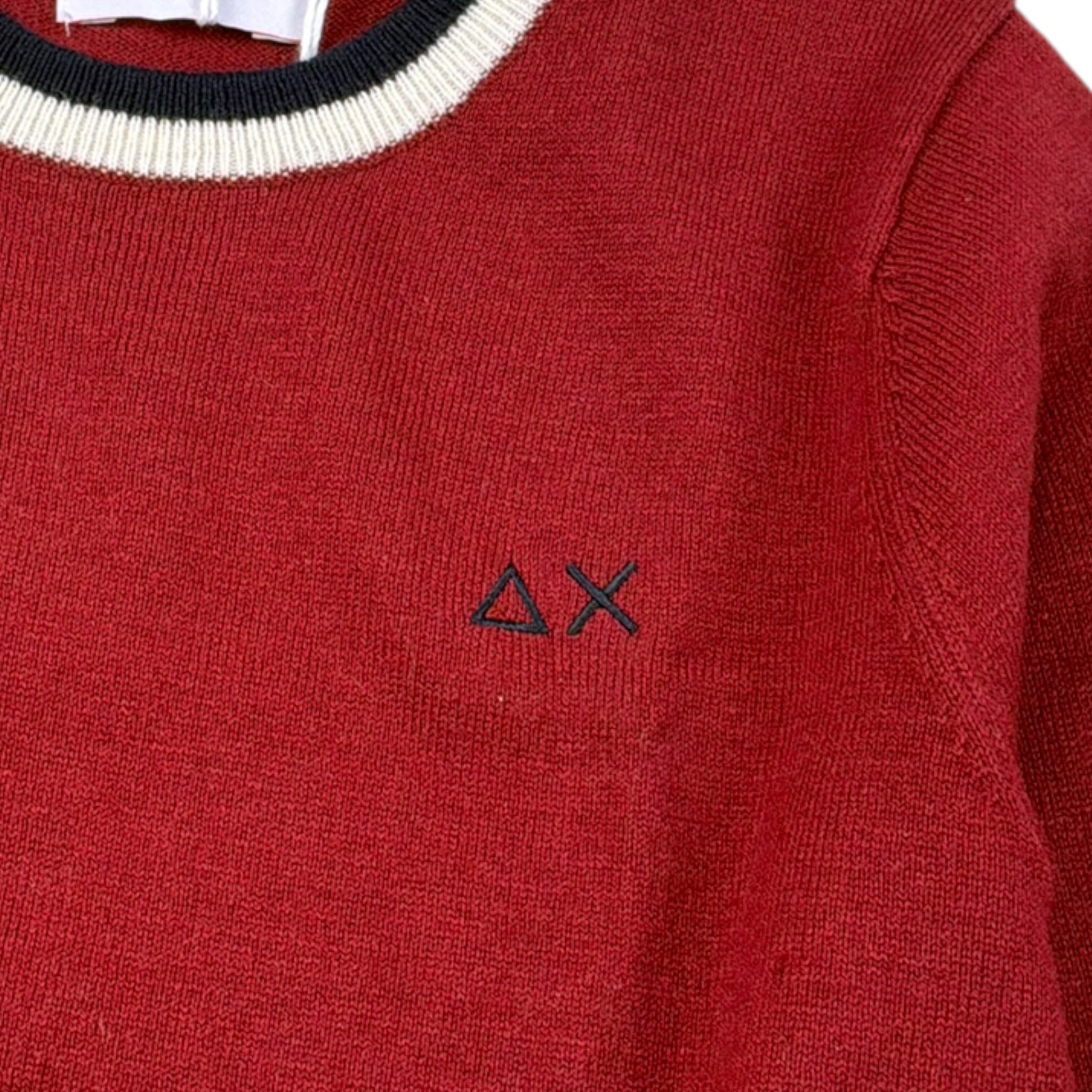 Sun68 Maglia tinta unita Girocollo con Logo Bordeaux per Bambino K45345X BORDEAUX SUN68 