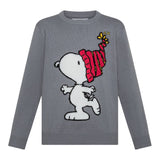 Sun68 Maglia Girocollo tinta unita con Ricamo Snoopy Grigio per Bambino K45352 GRIGIO SUN68 