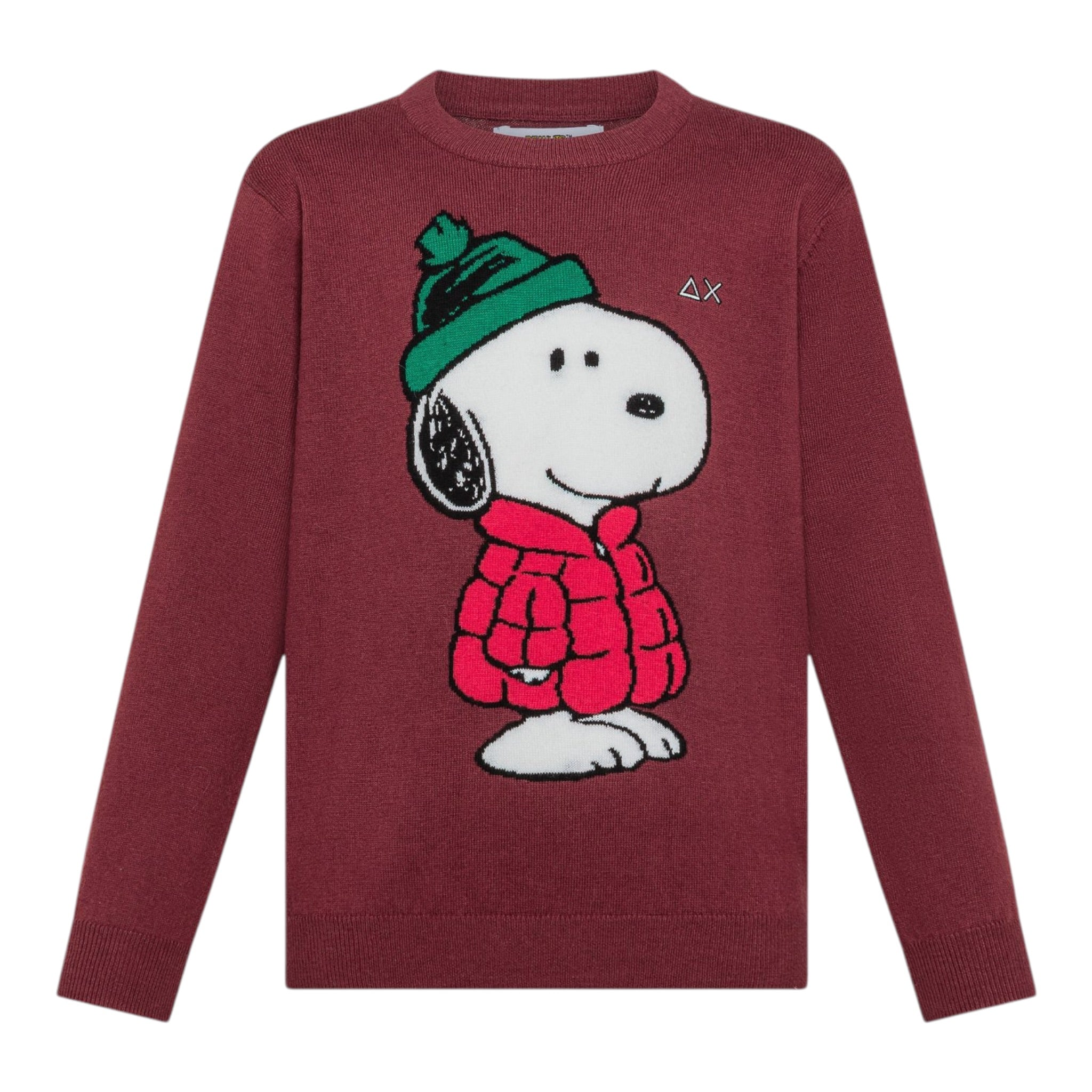 Sun68 Maglia Girocollo tinta unita con Ricamo Snoopy Bordeaux per Neonato K45352NXXX BORDEAUX SUN68 