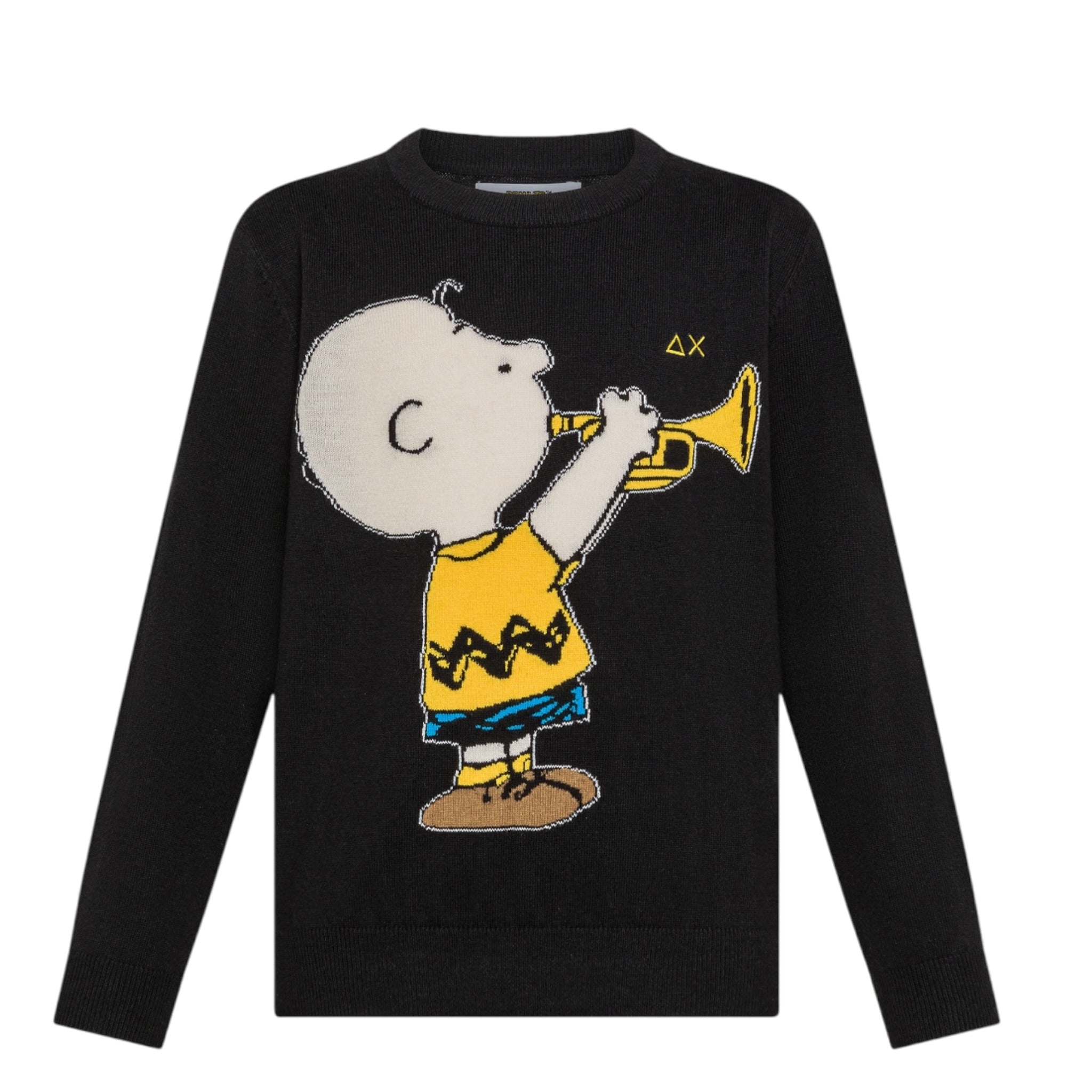 Sun68 Maglia Girocollo tinta unita con Ricamo Snoopy Nero per Bambino K45352X NERO SUN68 
