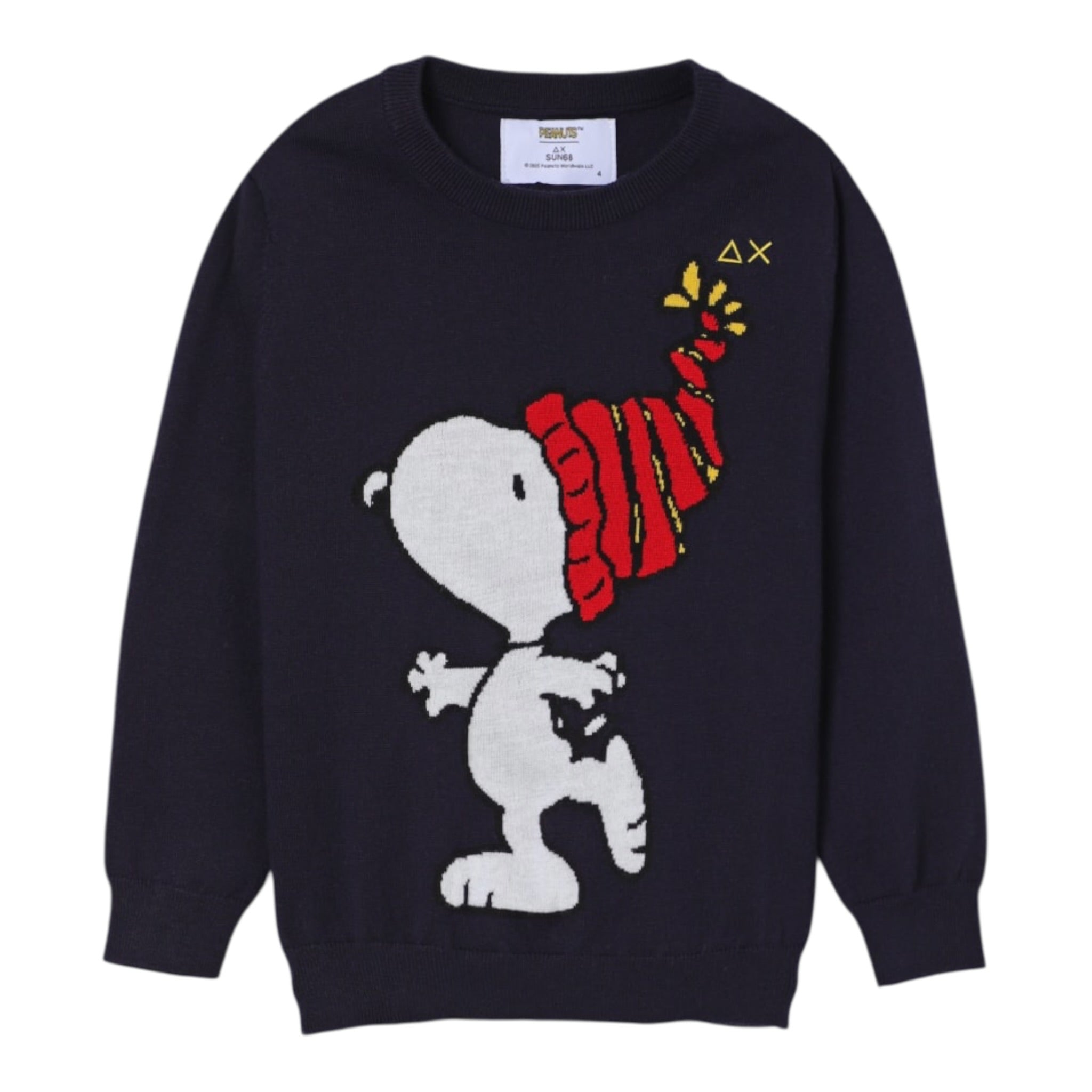 Sun68 Maglia Girocollo tinta unita con Ricamo Snoopy Blu per Bambino K45352XXXX BLU SUN68 