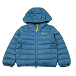 Sun68 Giubbino tinta unita con Zip E Cappuccio Blu per Bambino R45301J BLU SUN68 
