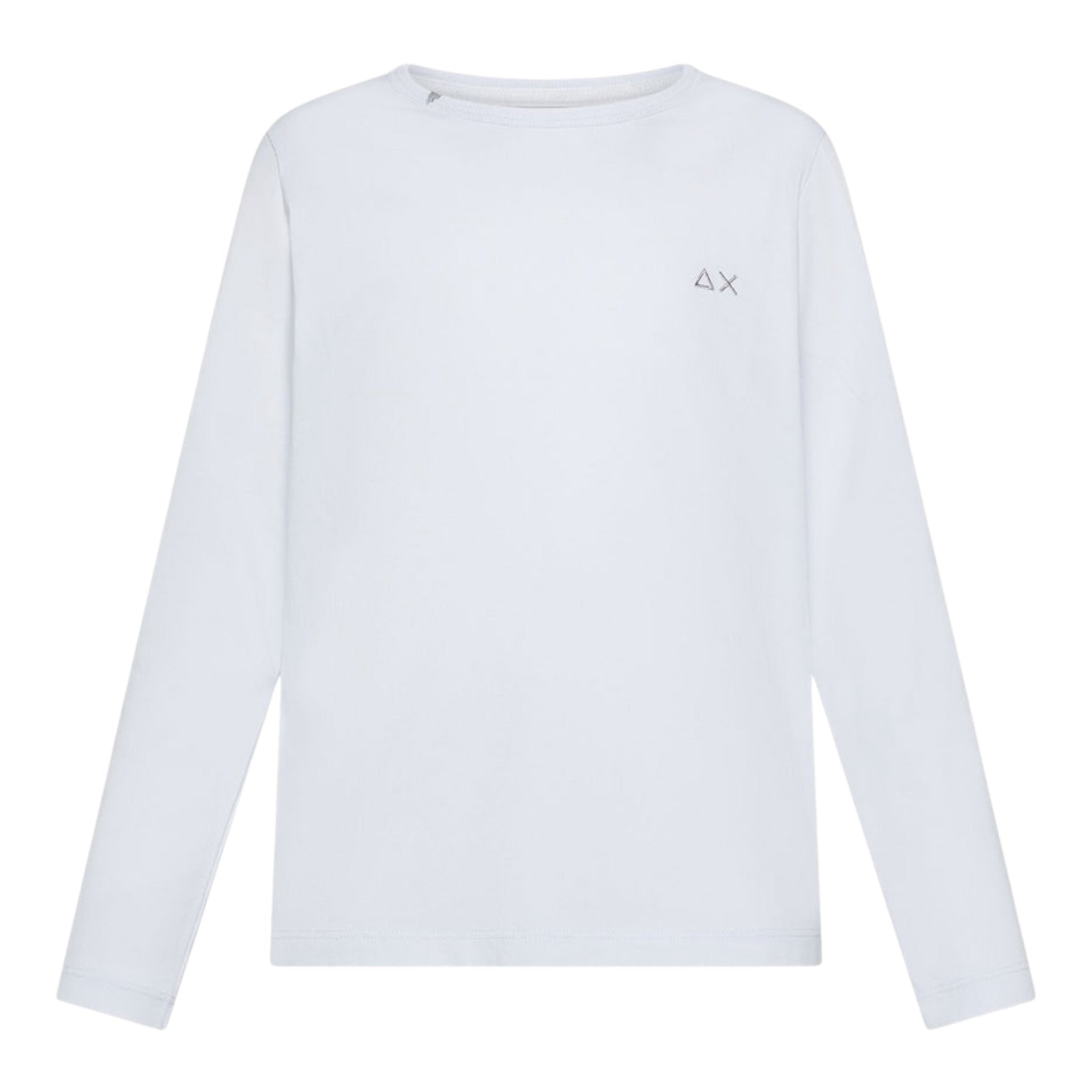 Sun68 Shirt Girocollo tinta unita con Logo Bianco per Bambino T45305 BIANCO SUN68 