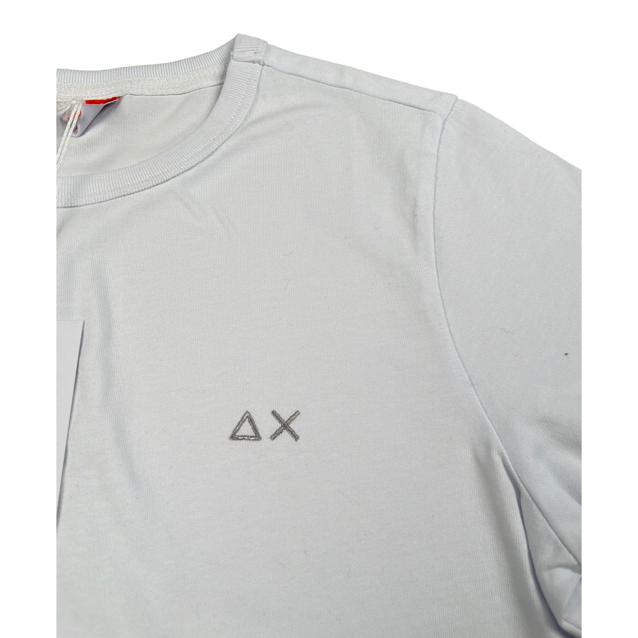 Sun68 Shirt Girocollo tinta unita con Logo Bianco per Bambino T45305 BIANCO SUN68 