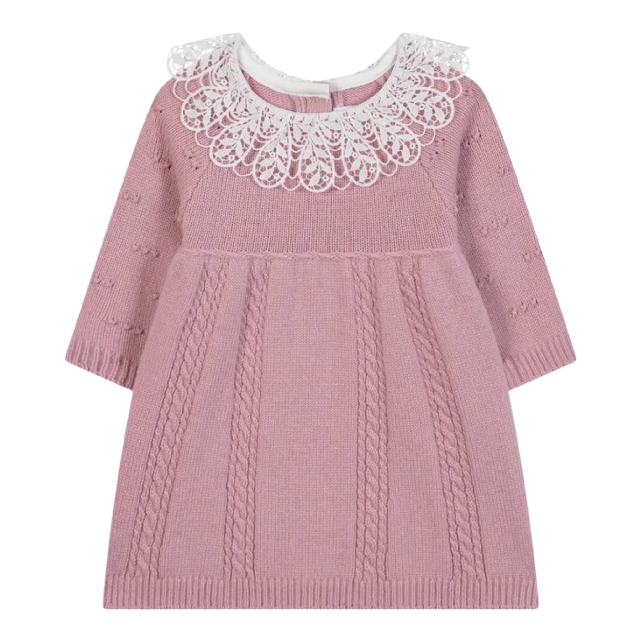 Tartine Et Chocolat Abito Manica Lunga tinta unita con Ricami Rosa per Bambina CB30171J ROSA TARTINE ET CHOCOLAT 