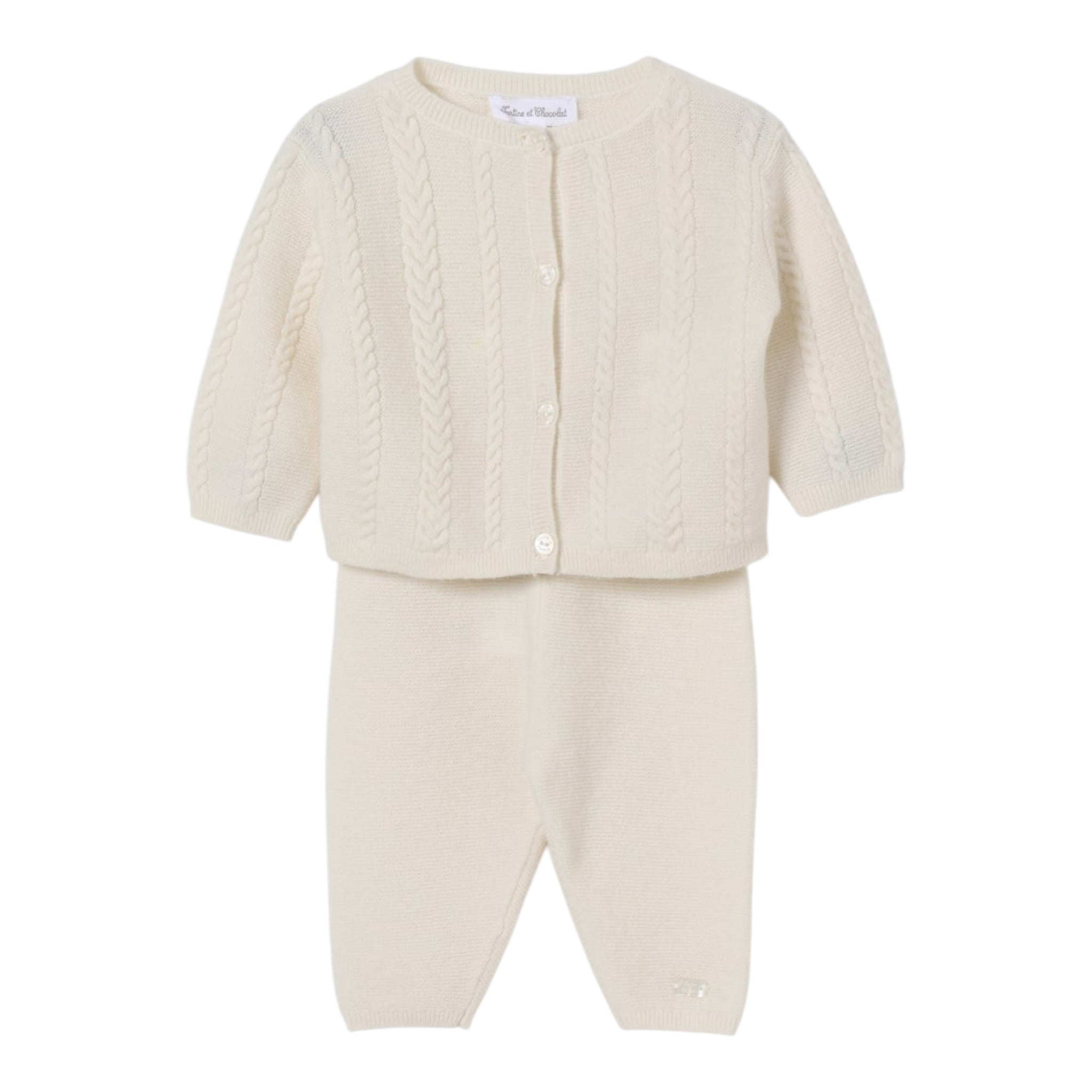 Tartine Et Chocolat Completo 2 Pezzi Cardigan-Pantalone Panna per Neonato CB36010 PANNA TARTINE ET CHOCOLAT 