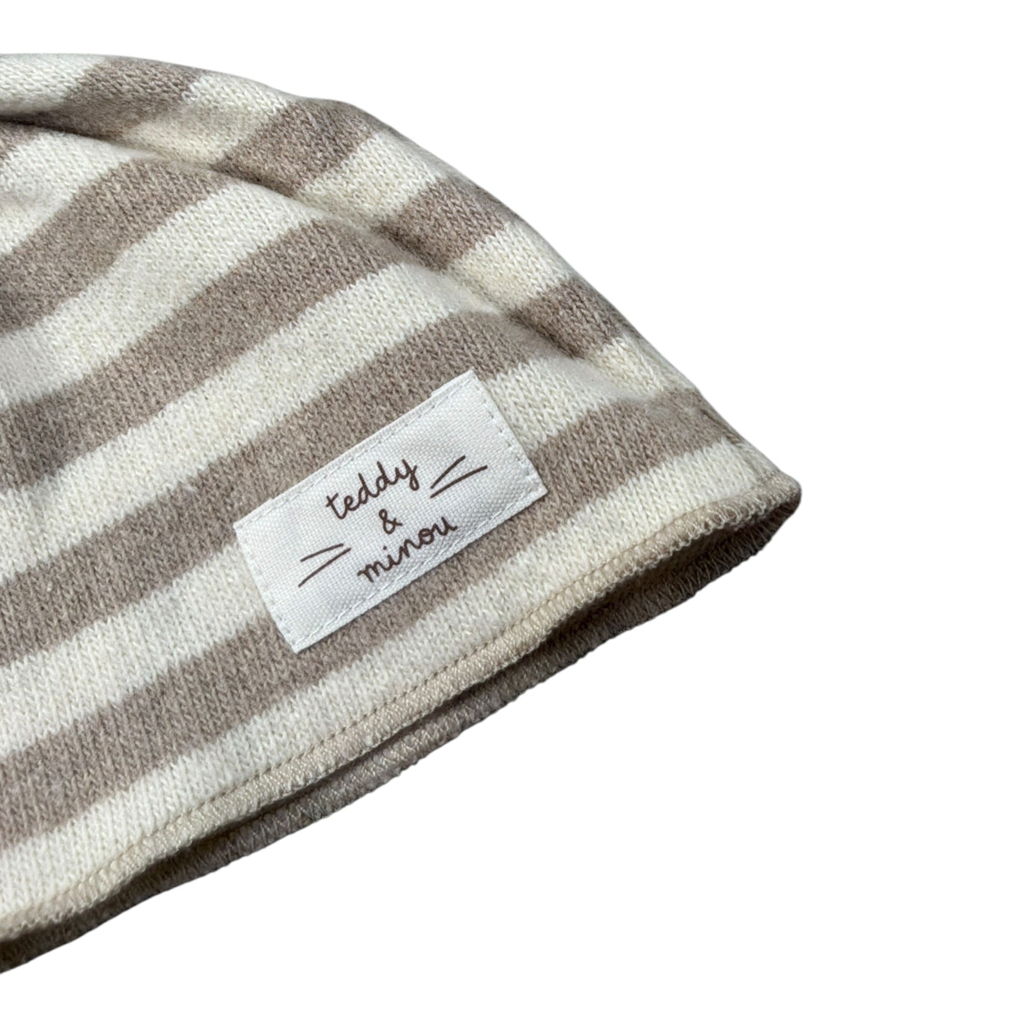 Teddy E Minou Cappello Bicolore con Fantasia A Righe Bianco/Beige per Neonato A25TEO0002M1091 BIANCO/BEIGE TEDDY E MINOU 