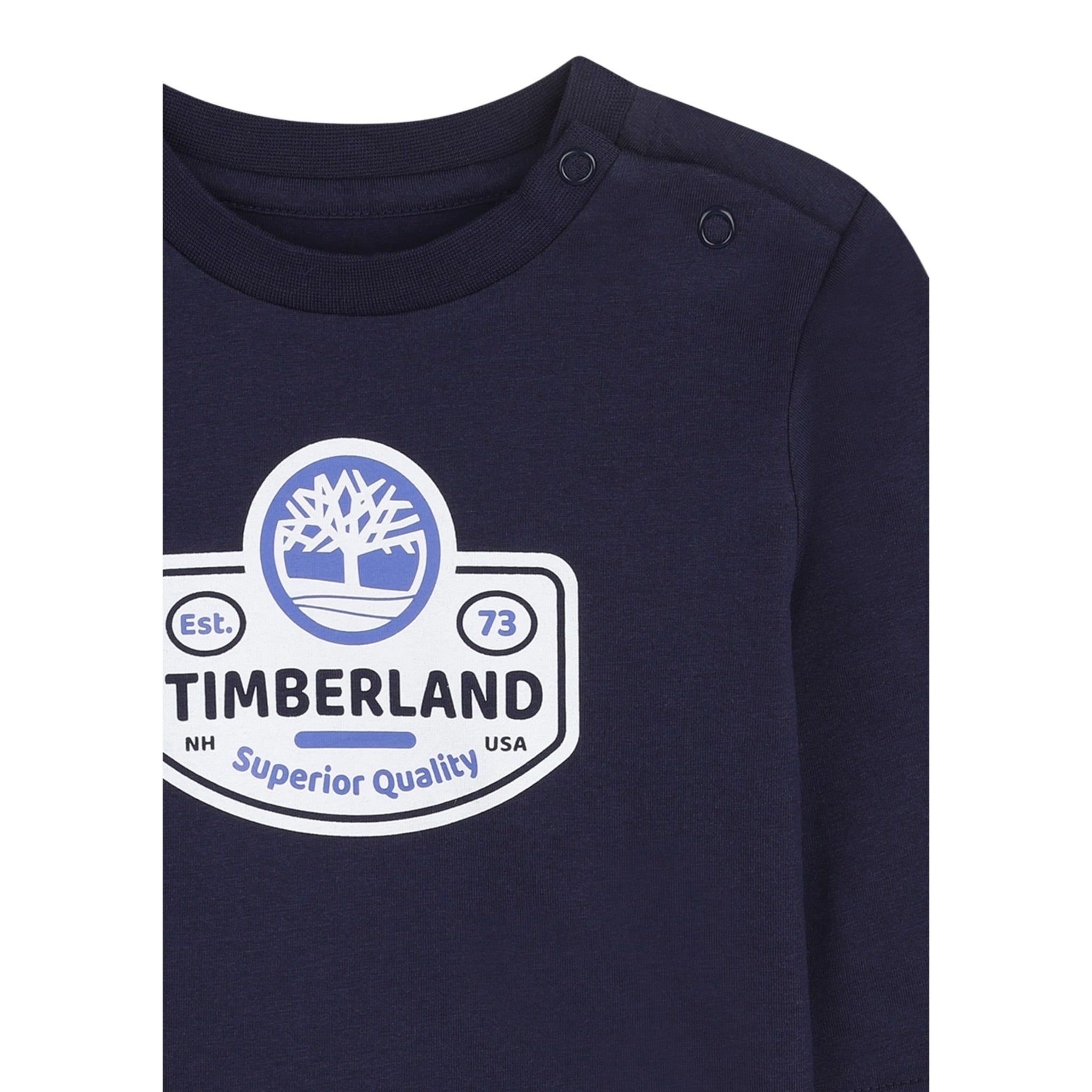 Timberland Shirt tinta unita Girocollo con Stampa Blu per Bambino T60588J BLU TIMBERLAND 