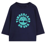 Timberland Shirt tinta unita Girocollo con Stampa Blu per Neonato T60589 BLU TIMBERLAND 