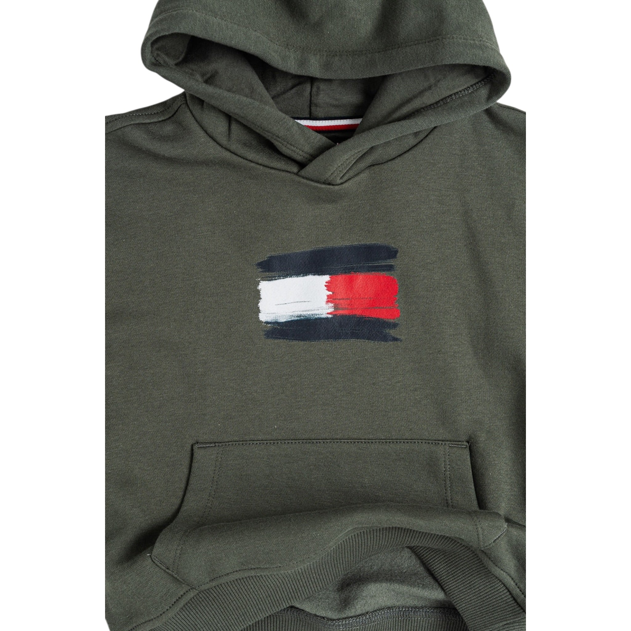 Tommy Hilfiger Felpa Chiusa con Cappuccio tinta unita Verde per Bambino KB0KB010112 VERDE TOMMY HILFIGER 
