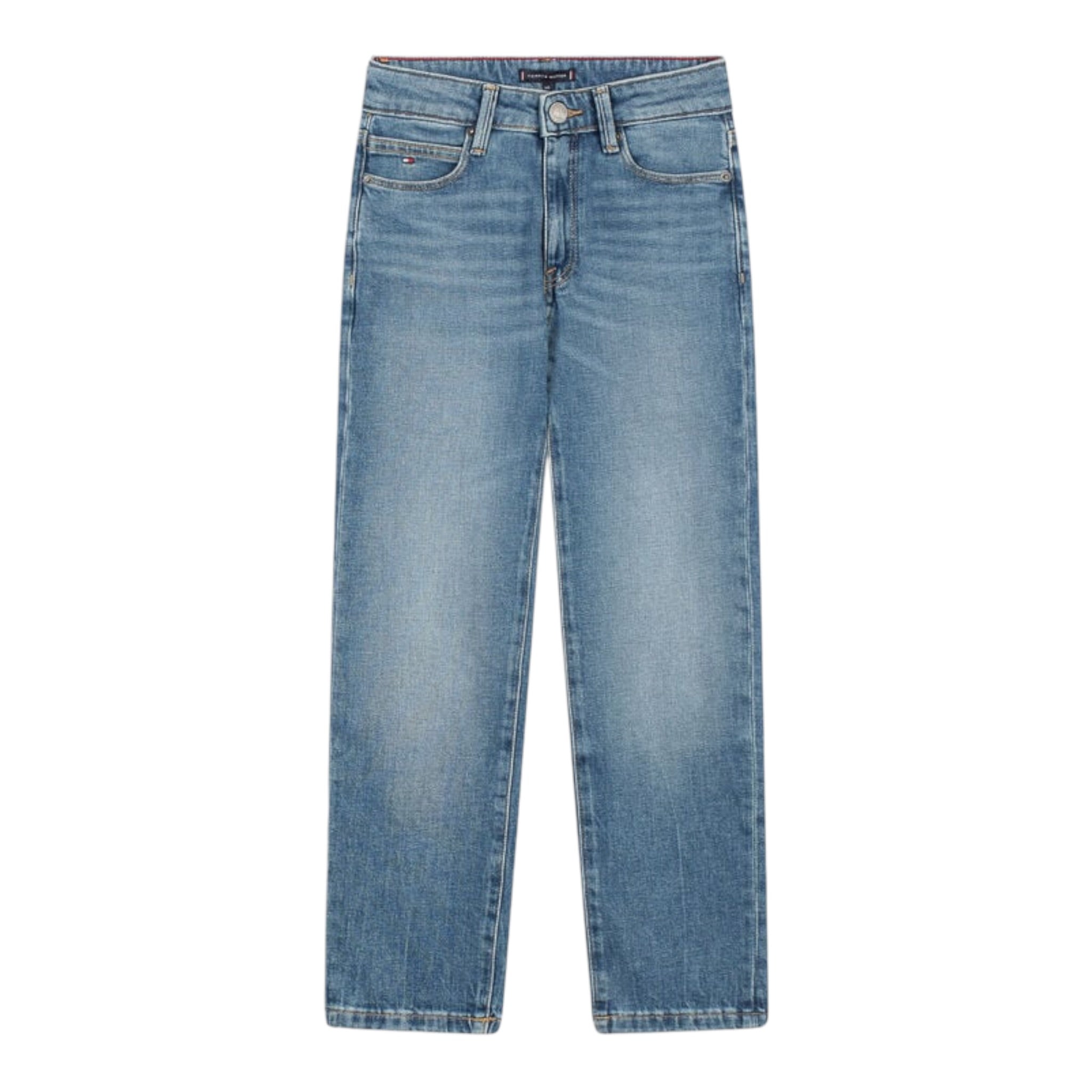 Tommy Hilfiger Jeans tinta unita con Girovita Regolabile Azzurro per Bambino KB0KB09703 AZZURRO TOMMY HILFIGER 