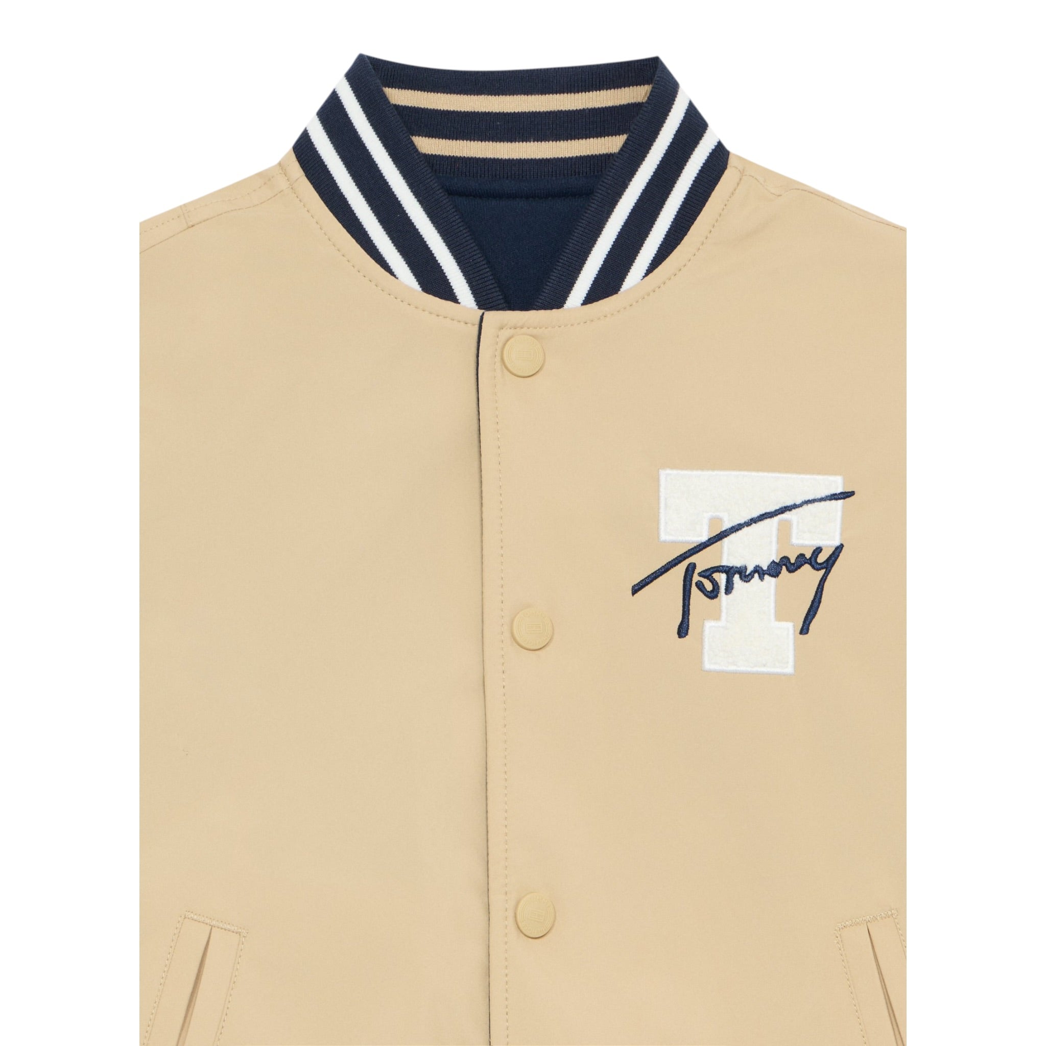 Tommy Hilfiger Giubbino tinta unita con Bottoni Reversibile Beige per Bambino KB0KB09740 BEIGE TOMMY HILFIGER 