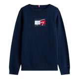 Tommy Hilfiger Felpa tinta unita Girocollo con Stampa Blu per Bambino KB0KB09741 BLU TOMMY HILFIGER 