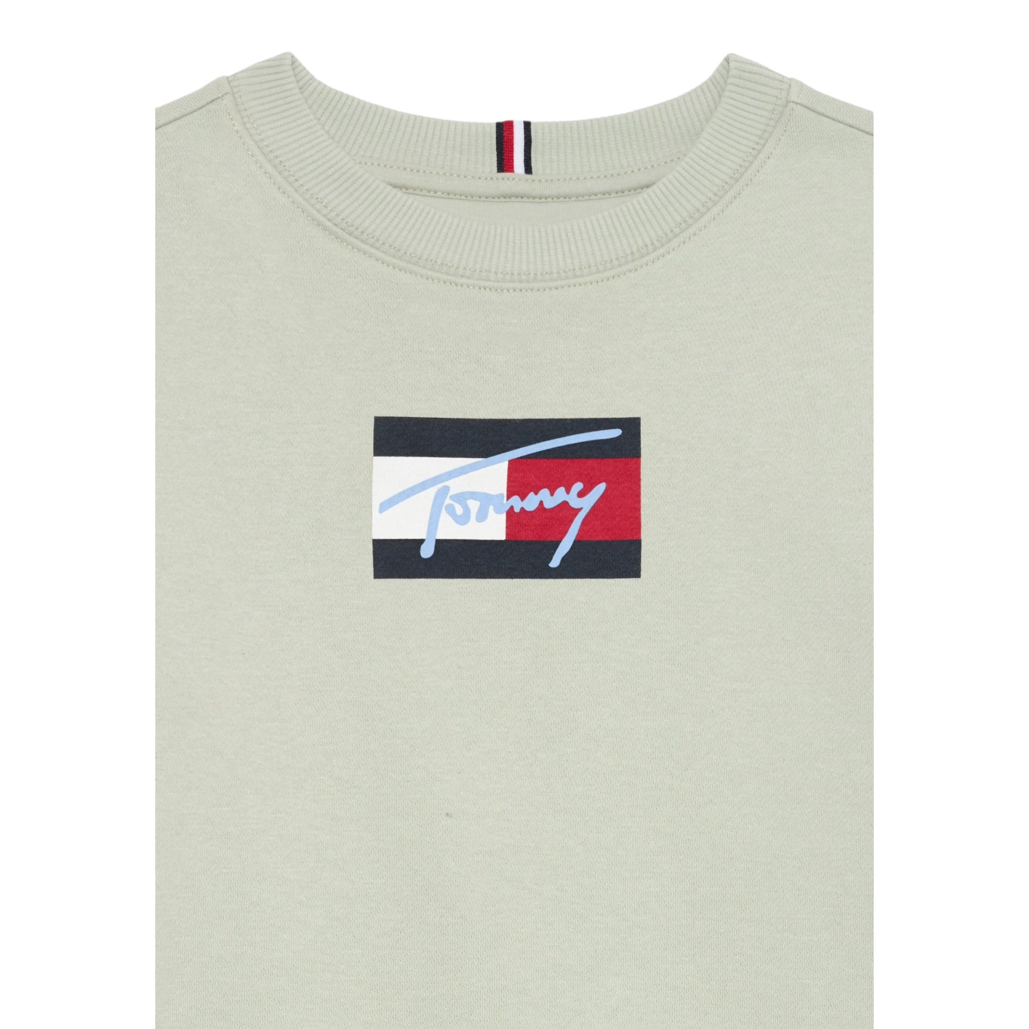 Tommy Hilfiger Felpa tinta unita Girocollo con Stampa Verde per Neonato KB0KB09741N VERDE TOMMY HILFIGER 