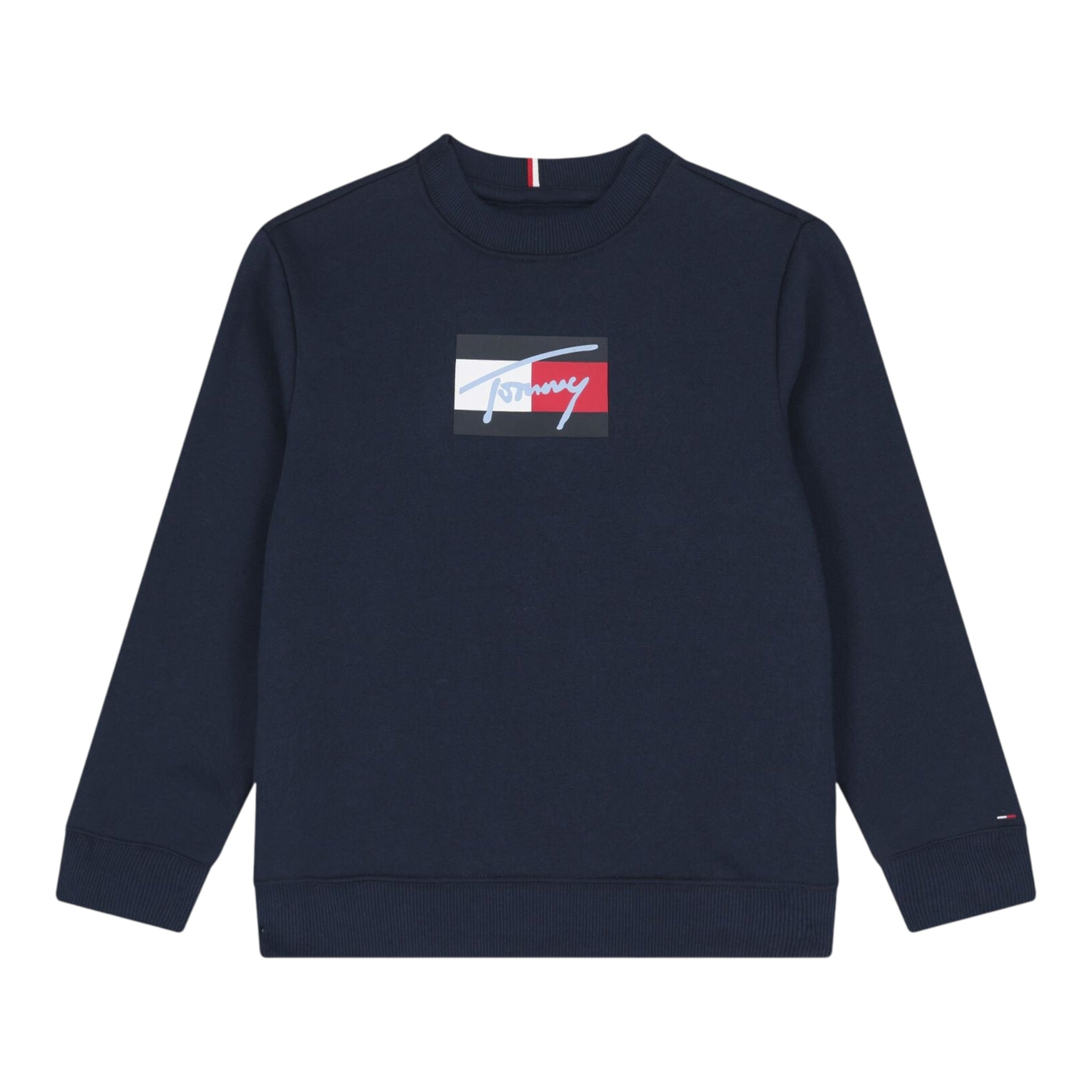 Tommy Hilfiger Felpa tinta unita Girocollo con Stampa Blu per Neonato KB0KB09741XN BLU TOMMY HILFIGER 