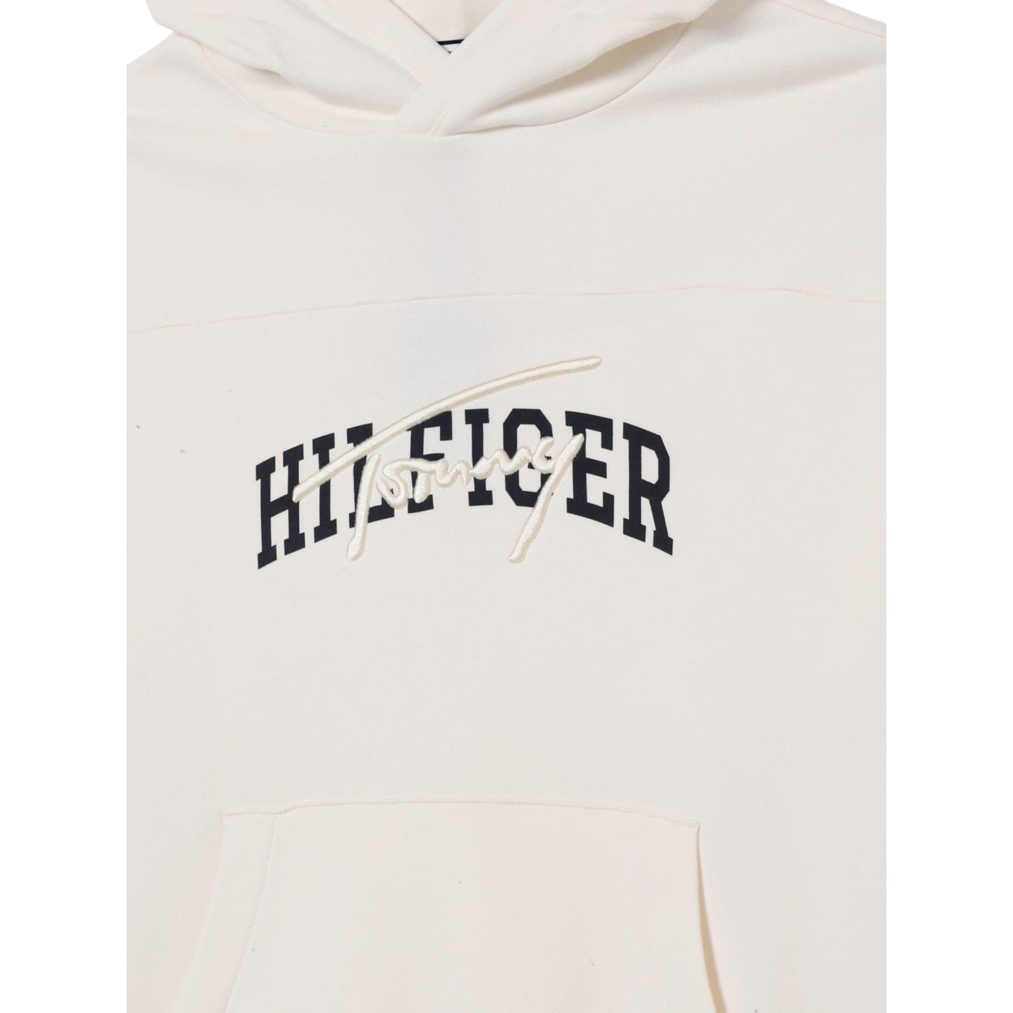 Tommy Hilfiger Felpa Chiusa con Cappuccio tinta unita Panna per Bambino KB0KB09742 PANNA TOMMY HILFIGER 