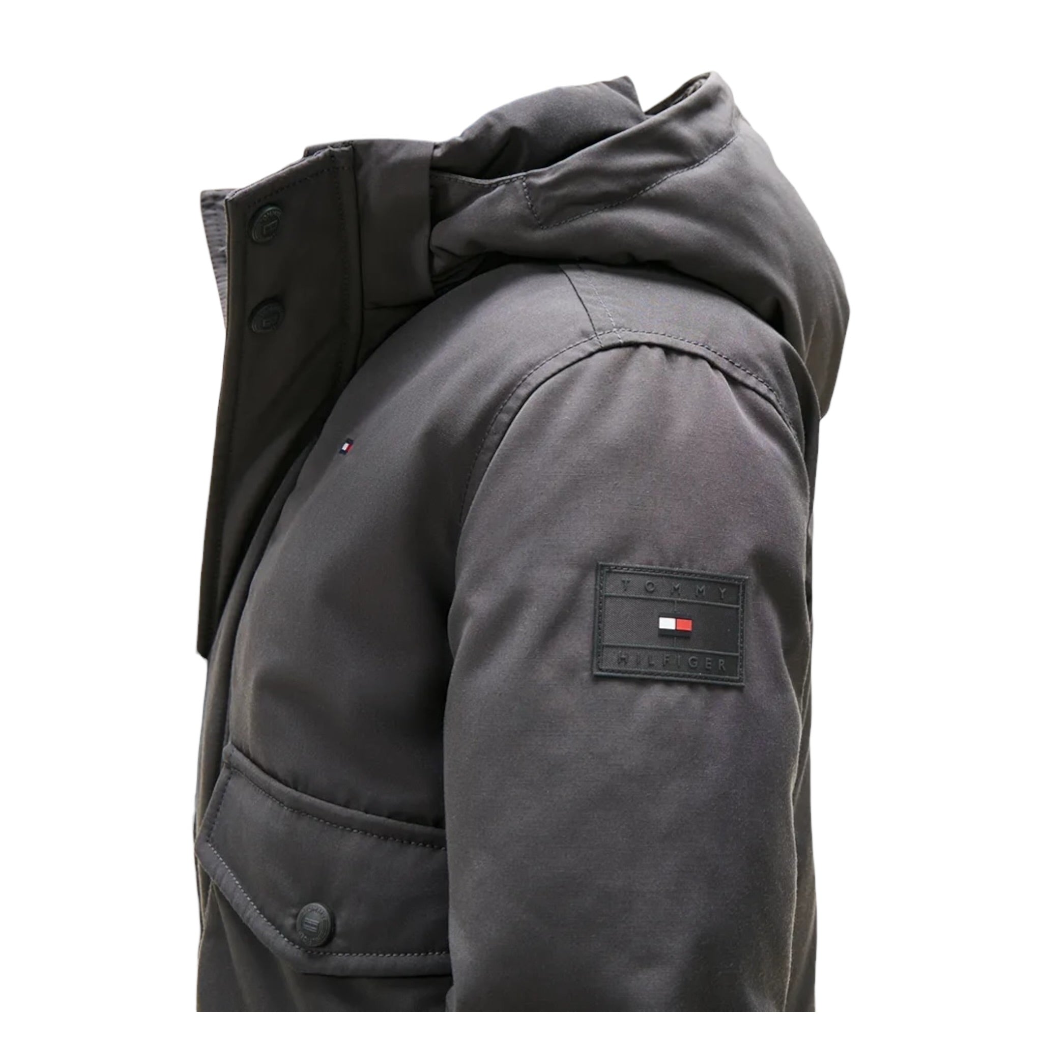 Tommy Hilfiger Giubbino tinta unita con Cappuccio Grigio per Bambino KB0KB09887 GRIGIO TOMMY HILFIGER 
