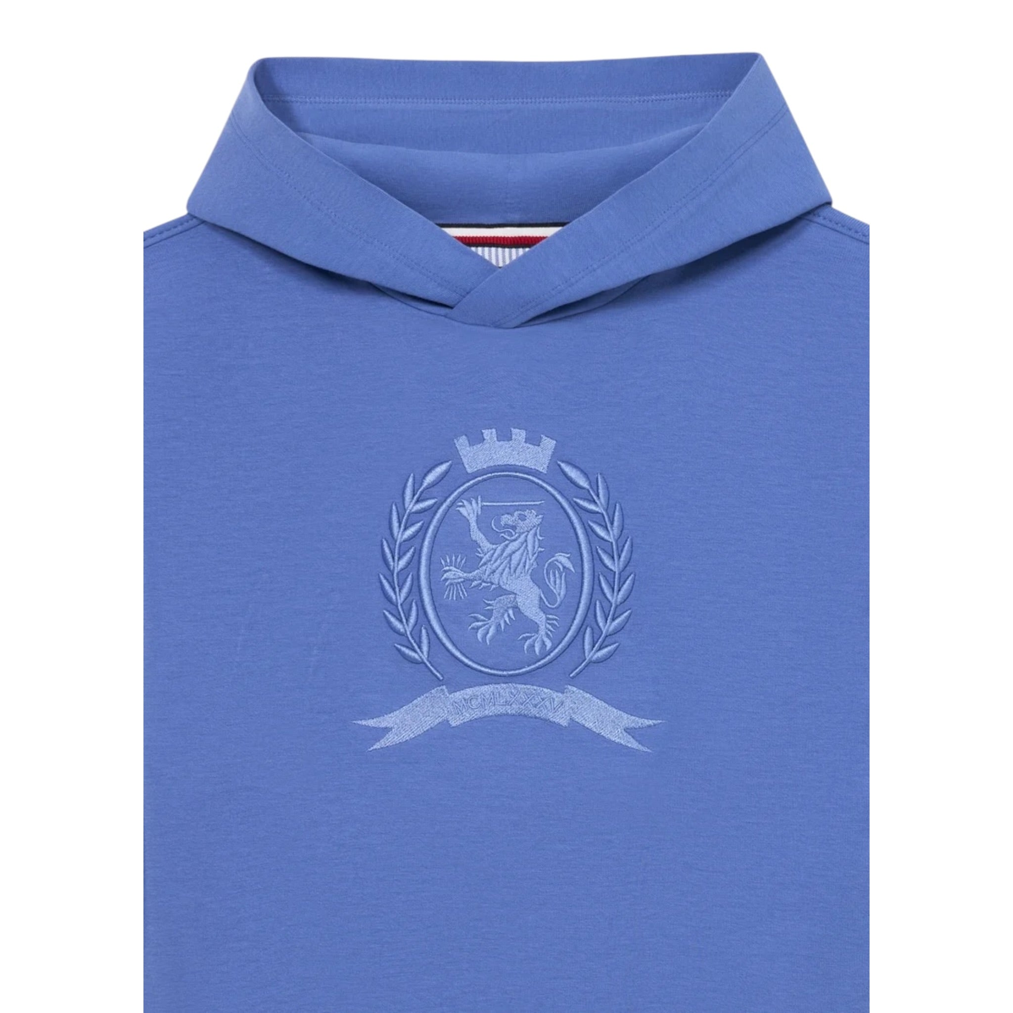 Tommy Hilfiger Felpa Chiusa con Cappuccio tinta unita Celeste per Bambino KB0KB09897 CELESTE TOMMY HILFIGER 