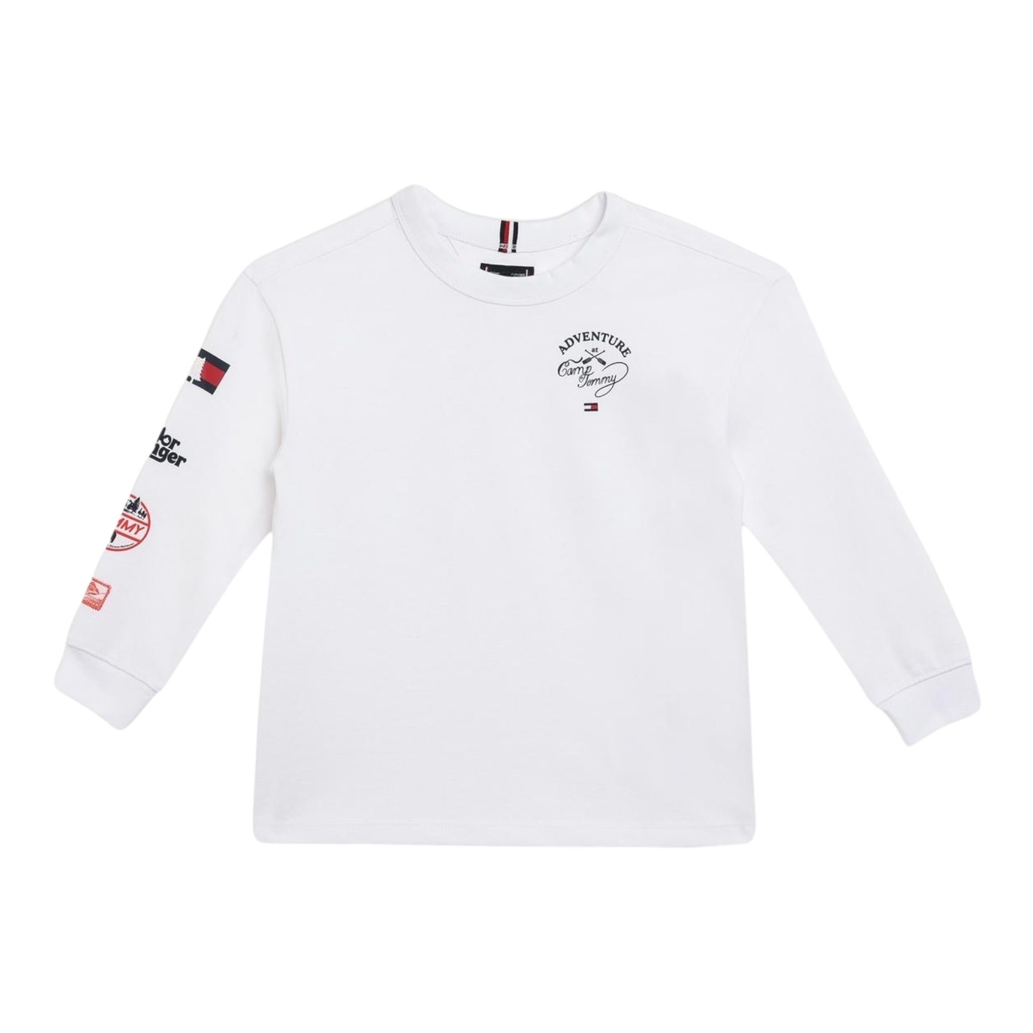Tommy Hilfiger Shirt Girocollo Tinta Uita con Stampa Bianco per Bambino KB0KB09935 BIANCO TOMMY HILFIGER 