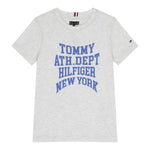 Tommy Hilfiger T-Shirt Girocollo tinta unita Cn Logo Grigio per Bambino KB0KB09937 GRIGIO TOMMY HILFIGER 