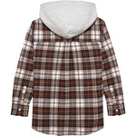 Tommy Hilfiger Camicia Bicolore con Fantasia A Quadri E Cappuccio Marrone per Bambino KB0KB10012 MARRONE TOMMY HILFIGER 