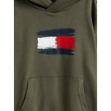 Tommy Hilfiger Felpa tinta unita con Cappuccio E Stampa Verde per Bambino KB0KB10112 VERDE TOMMY HILFIGER 