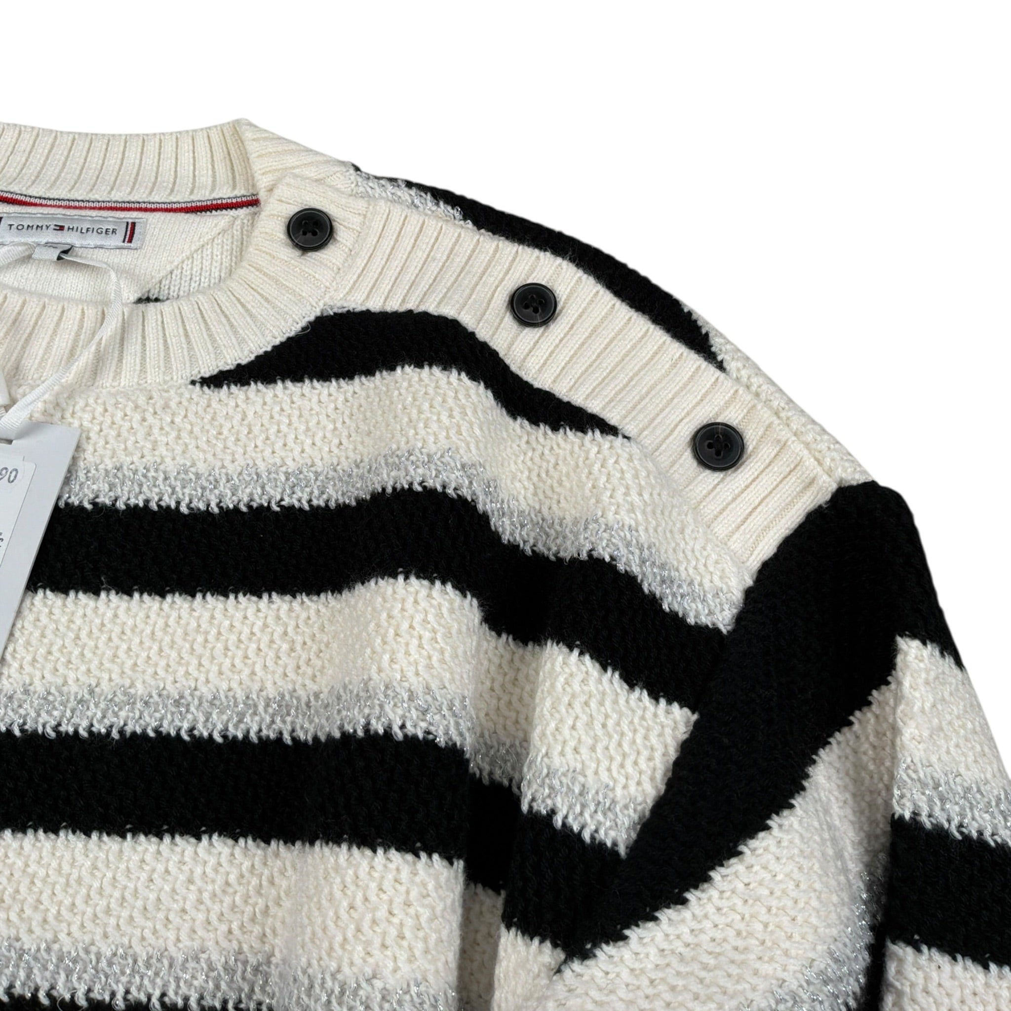 Tommy Hilfiger Maglia Girocollo Fantasia A Righe Panna/Nero per Bambina KG0KG08843 PANNA/NERO TOMMY HILFIGER 