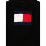 Tommy Hilfiger Maglia Girocollo tinta unita con Logo Nero per Bambino KG0KG09335 NERO TOMMY HILFIGER 