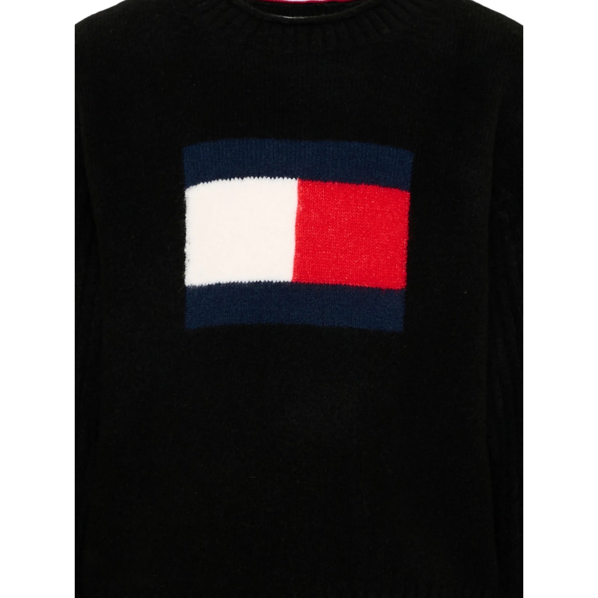 Tommy Hilfiger Maglia Girocollo tinta unita con Logo Nero per Bambino KG0KG09335 NERO TOMMY HILFIGER 