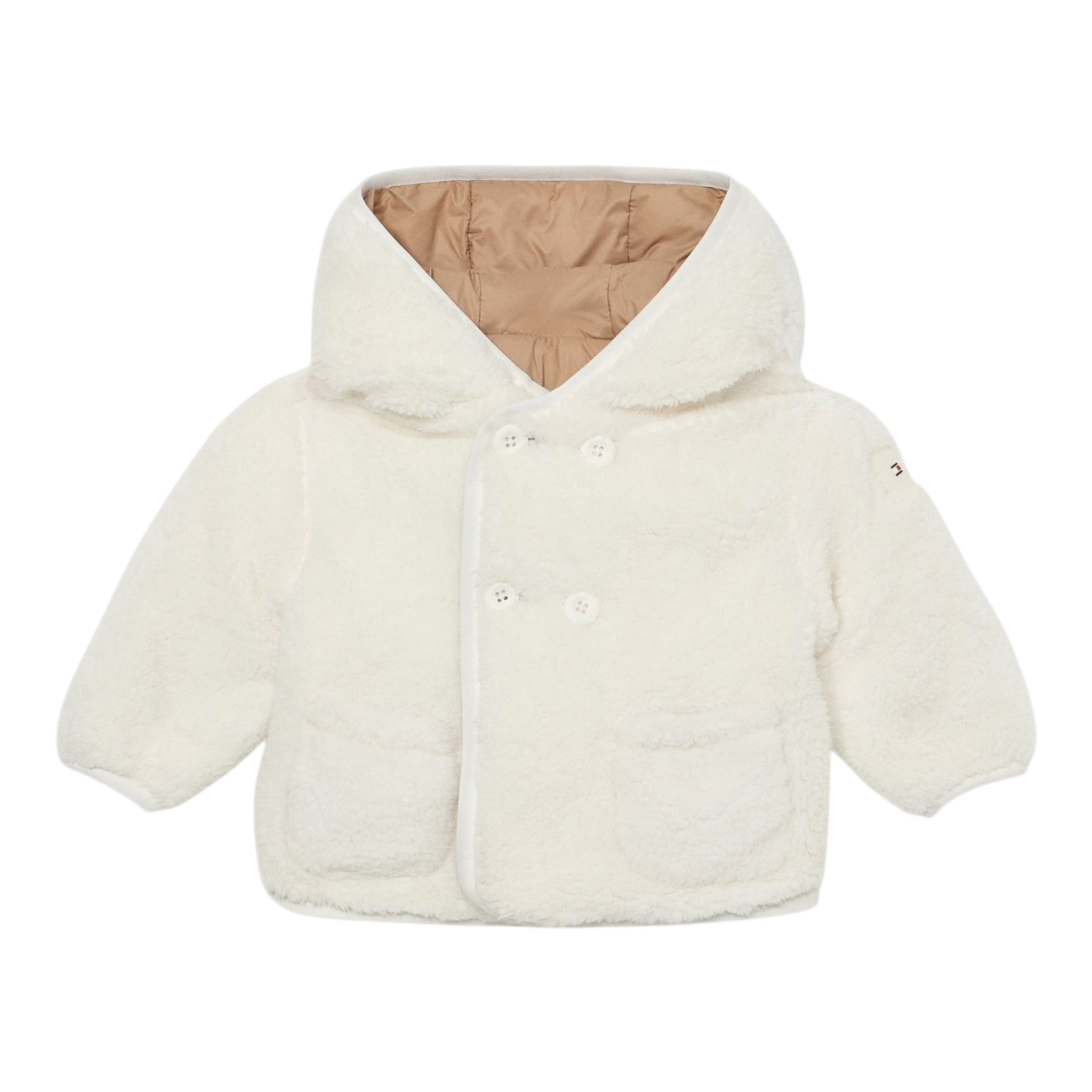 Tommy Hilfiger Giubbino Reversibile Bicolore con Cappuccio Panna/Beige per Neonato KN0KN002064 PANNA/BEIGE TOMMY HILFIGER 