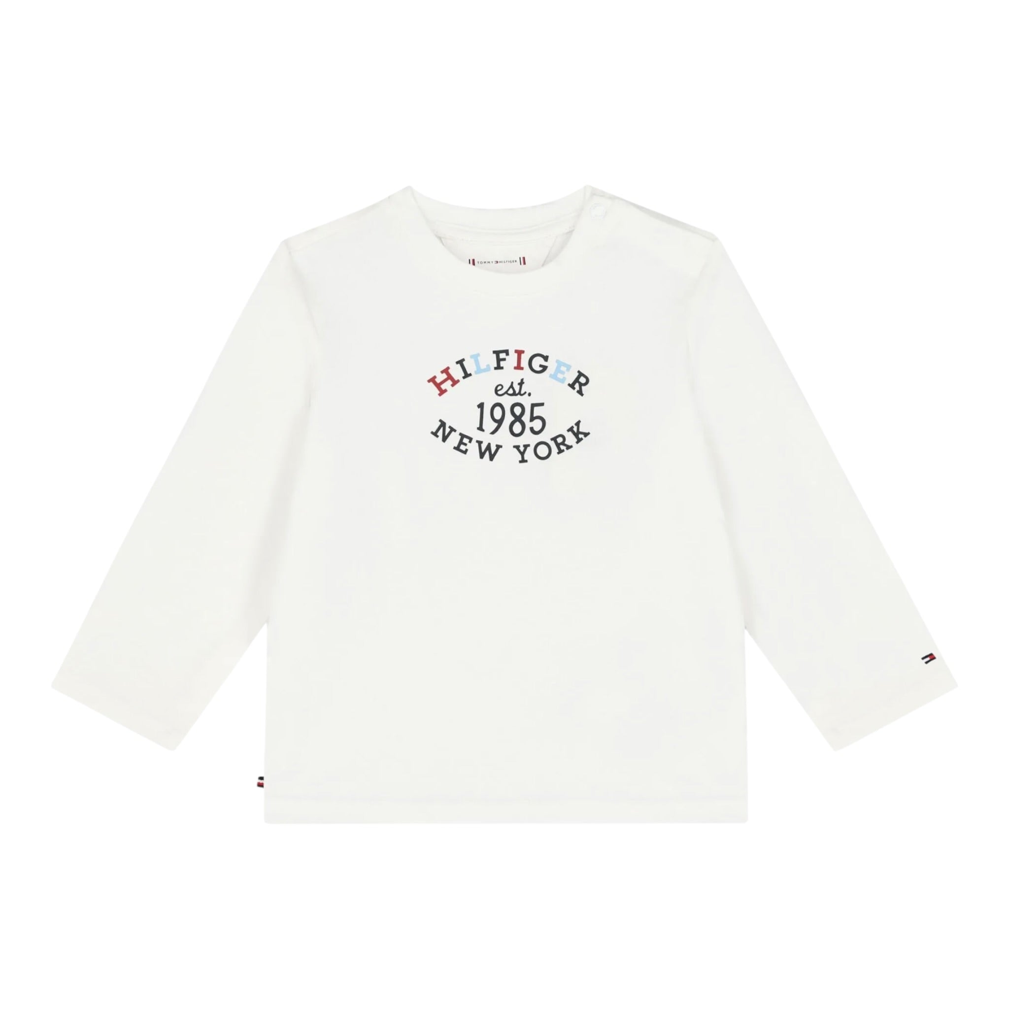 Tommy Hilfiger Shirt Girocollo tinta unita con Logo Bianco per Neonato KN0KN01857 BIANCO TOMMY HILFIGER 