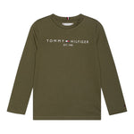 Tommy Hilfiger Shirt Girocollo tinta unita con Logo Verde per Bambino KS0KS00202 VERDE TOMMY HILFIGER 