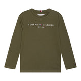 Tommy Hilfiger Shirt Girocollo tinta unita con Logo Verde per Bambino KS0KS00202 VERDE TOMMY HILFIGER 