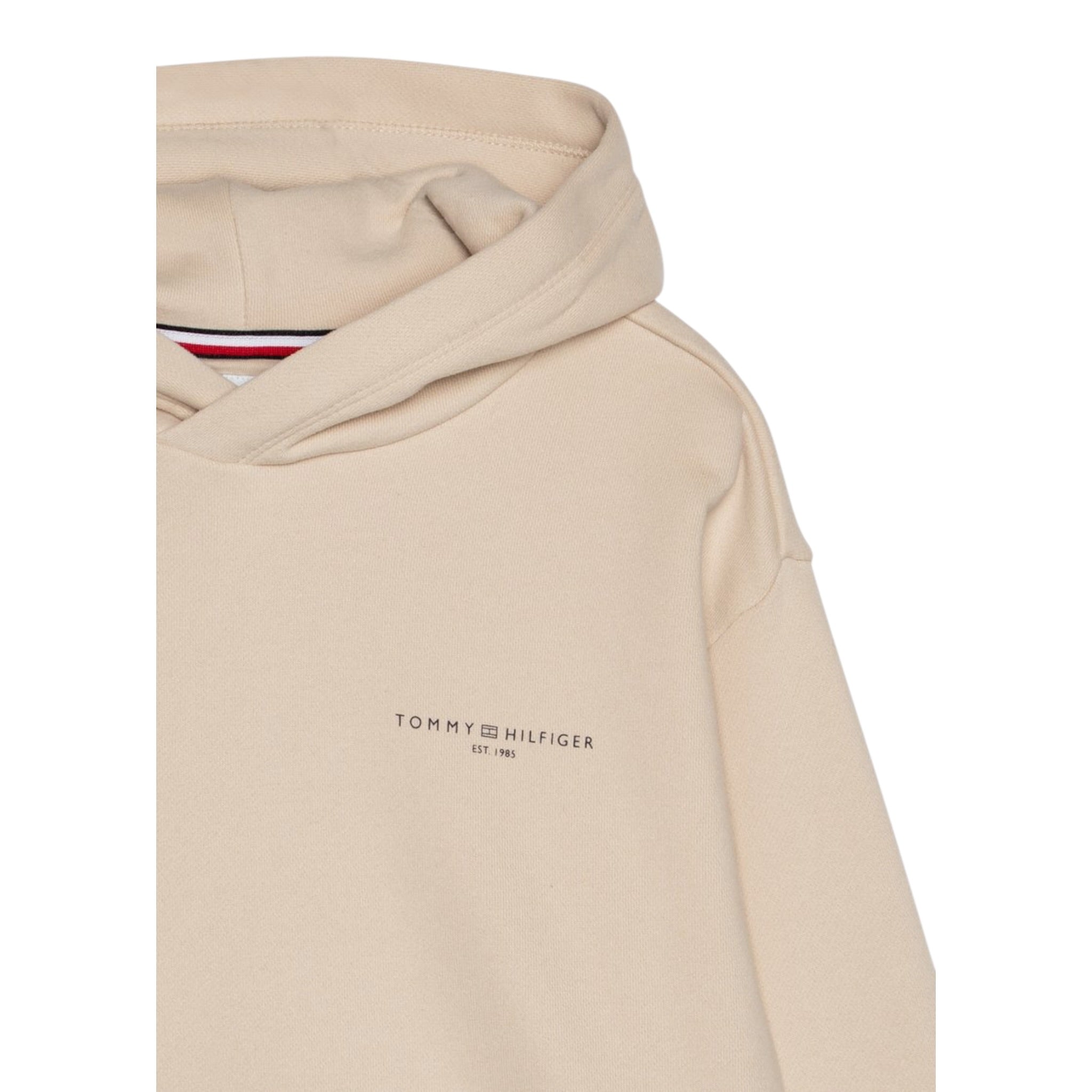 Tommy Hilfiger Felpa Chiusa con Cappuccio tinta unita Beige per Bambino KS0KS00660 BEIGE TOMMY HILFIGER 
