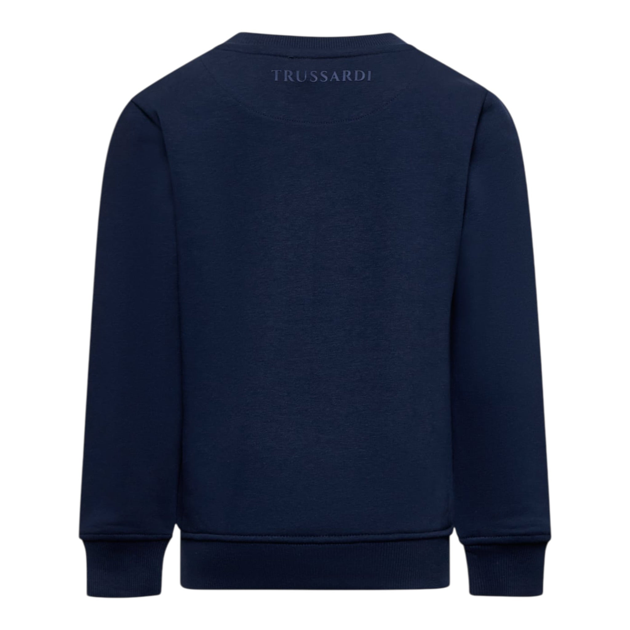 Trussardi Felpa tinta unita Girocollo con Logo Blu per Bambino TBA25004FE BLU TRUSSARDI 