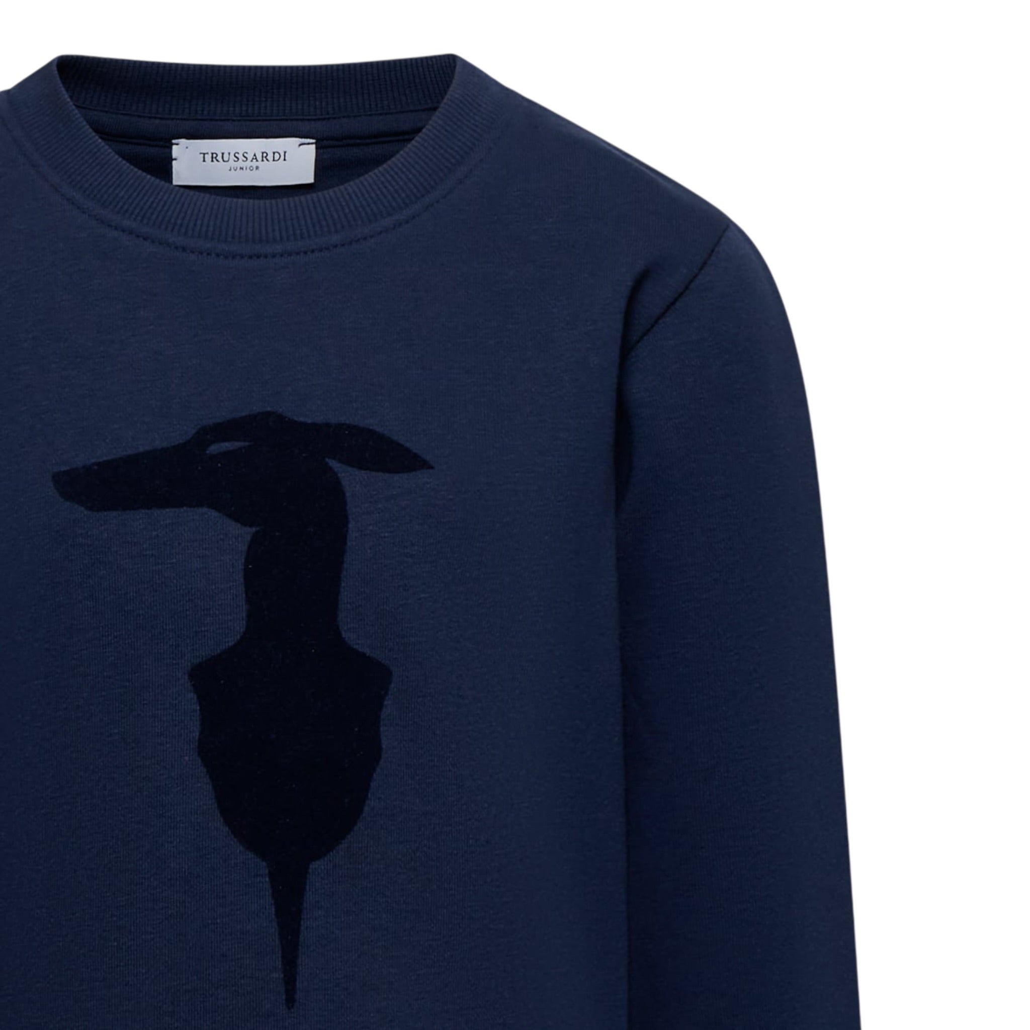 Trussardi Felpa tinta unita Girocollo con Logo Blu per Bambino TBA25004FE BLU TRUSSARDI 