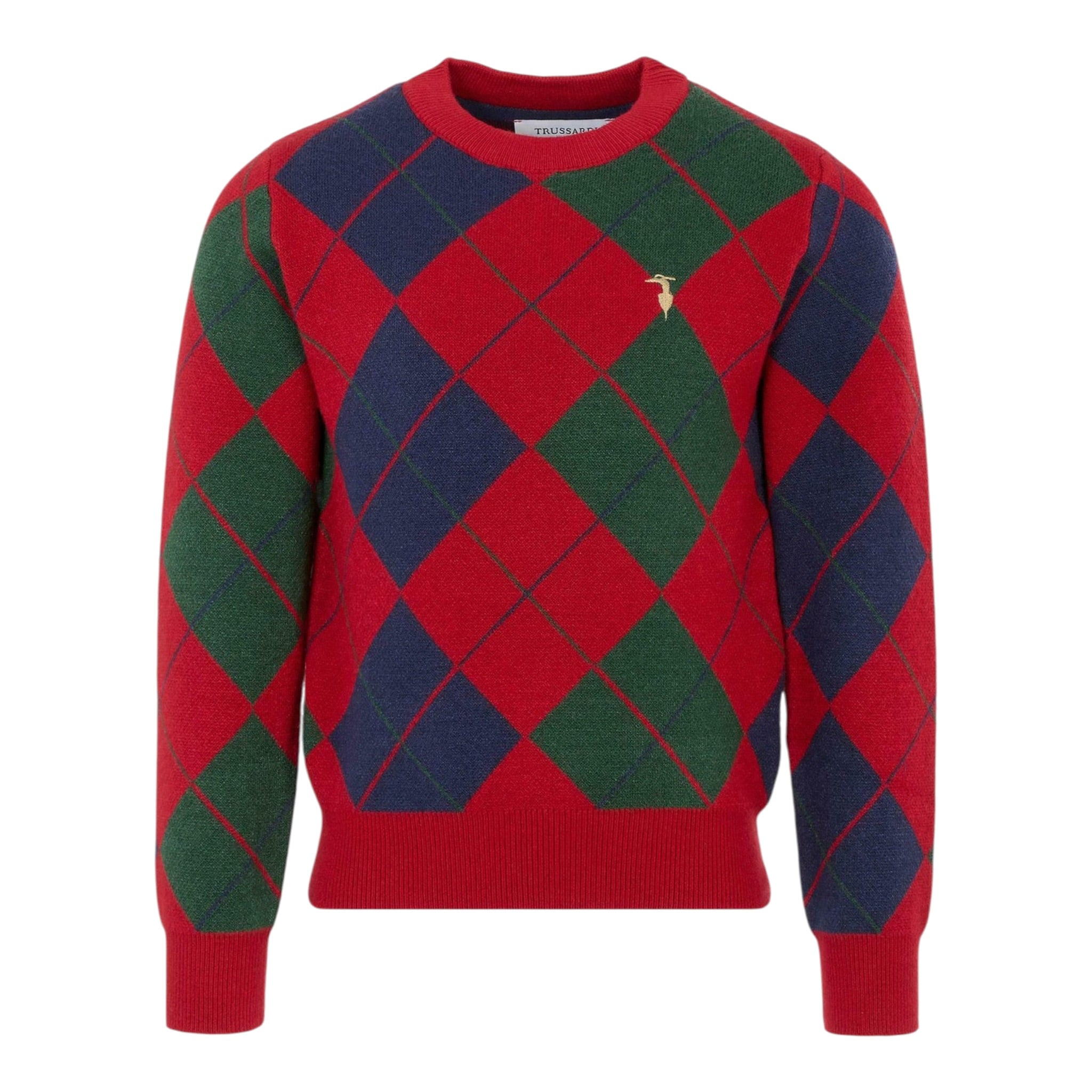 Trussardi Maglia Bicolore con Fantasia Rombi Rosso per Bambino TBA25062MA ROSSO TRUSSARDI 