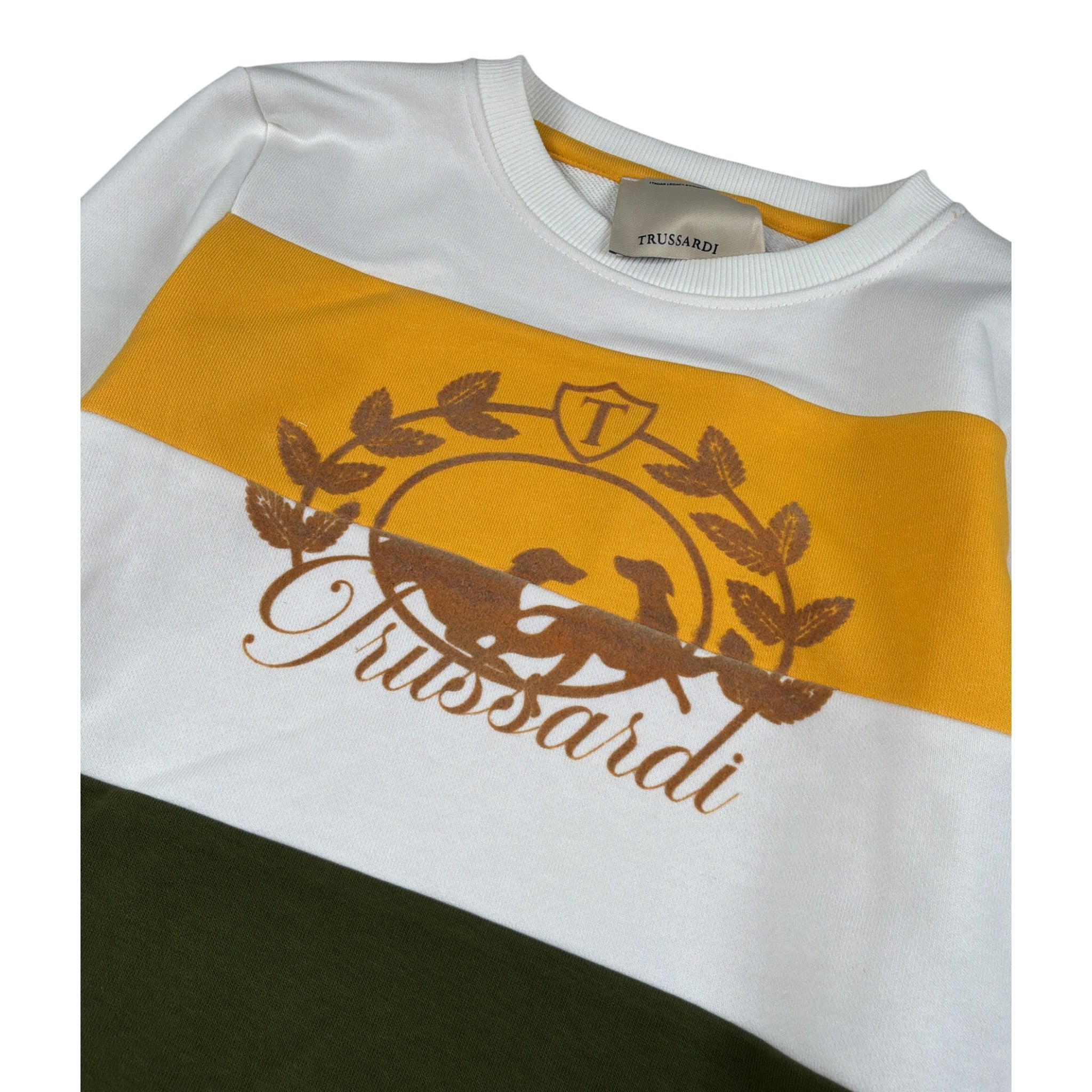 Trussardi Felpa tinta unita con Fantasia A Righe Bianco per Bambino TBA26050FE BIANCO TRUSSARDI 