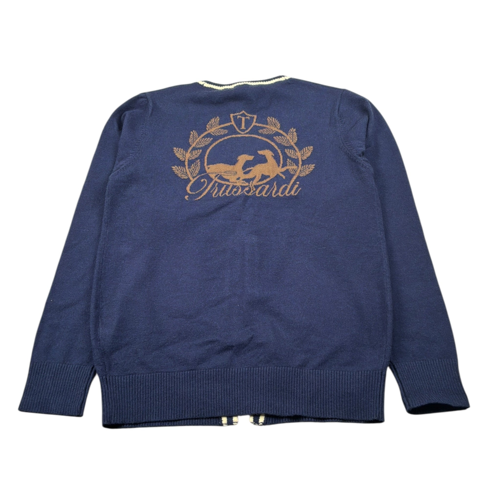 Trussardi Cardigan tinta unita con Logo Blu per Bambino TBA26057CD BLU TRUSSARDI 