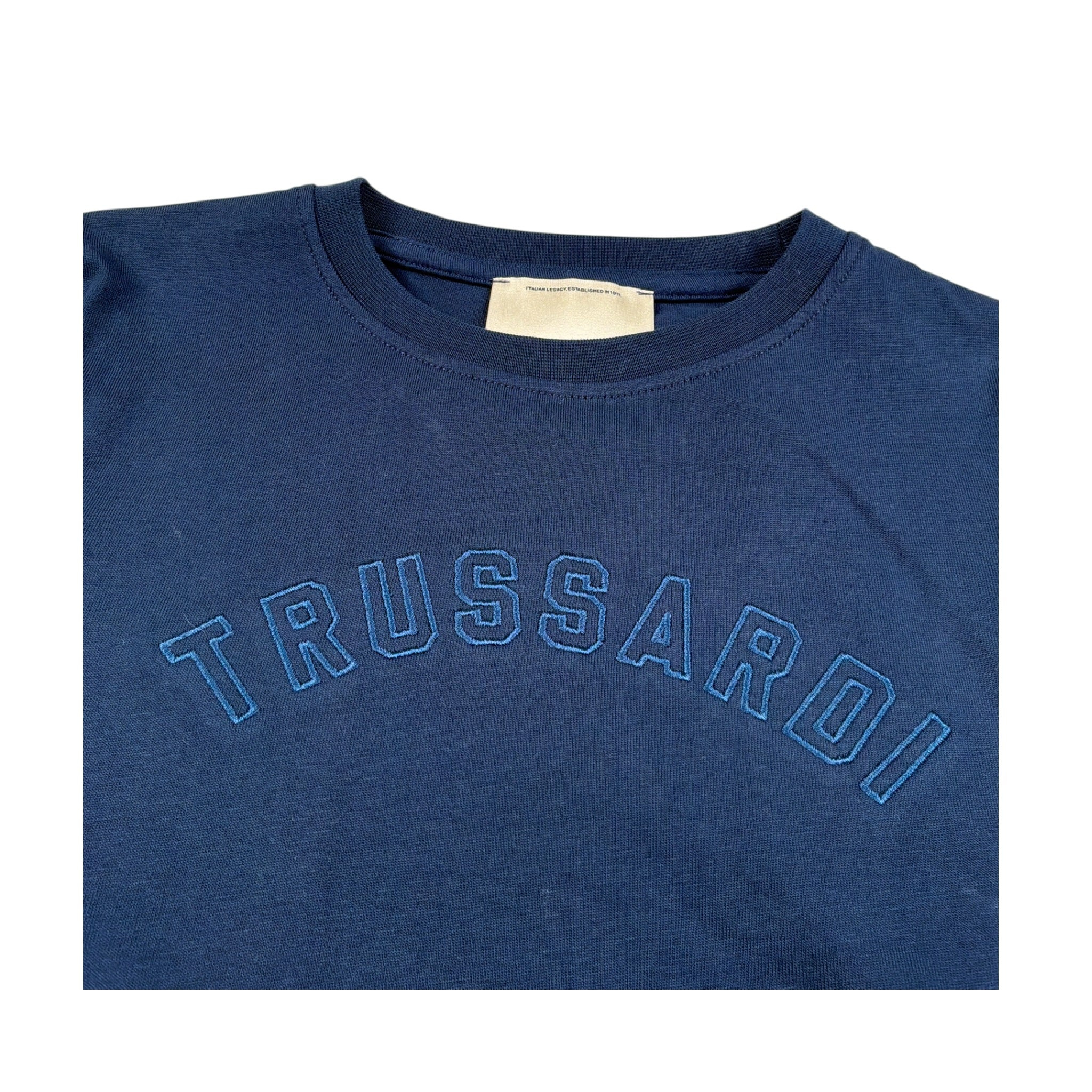 Trussardi Shirt Girocollo tinta unita con Logo Blu per Bambino TGA26008TS BLU TRUSSARDI 
