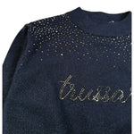 Trussardi Maglia Girocollo tinta unita con Brillantini Blu per Bambina TGA26020MA BLU TRUSSARDI 