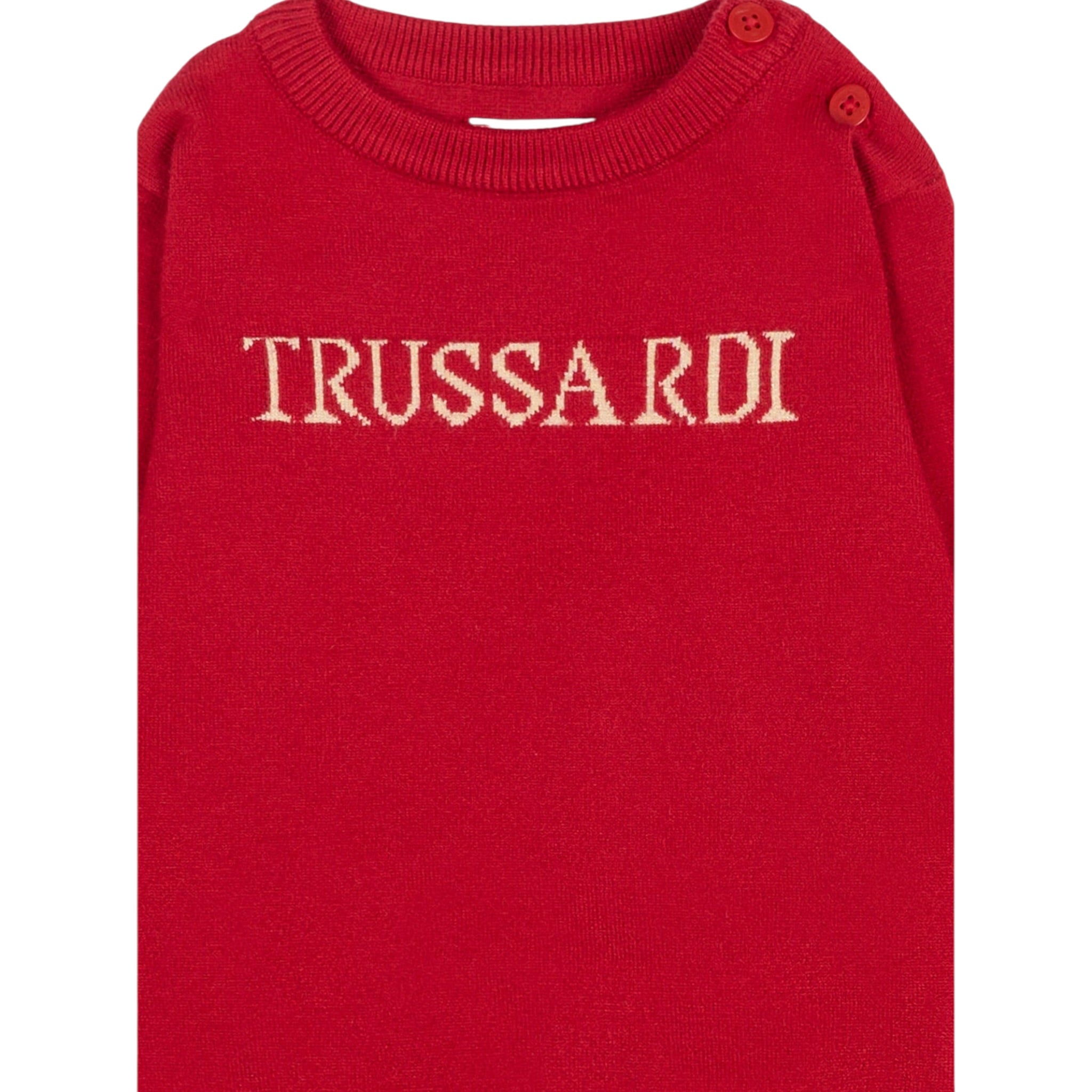 Trussardi Maglia Girocollo tinta unita con Logo Rosso per Neonato TIA25020MA ROSSO TRUSSARDI 
