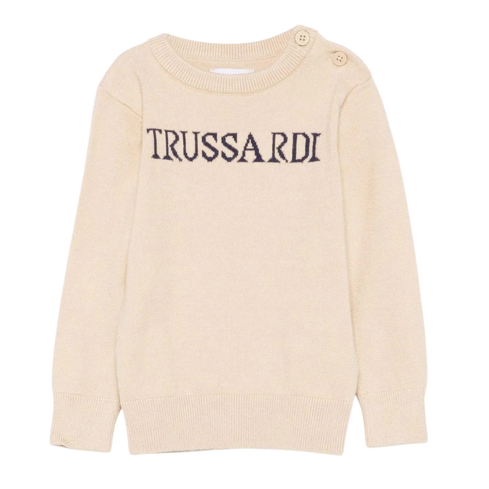 Trussardi Maglia Girocollo tinta unita con Logo Beige per Bambino TIA25020MAXJ BEIGE TRUSSARDI 