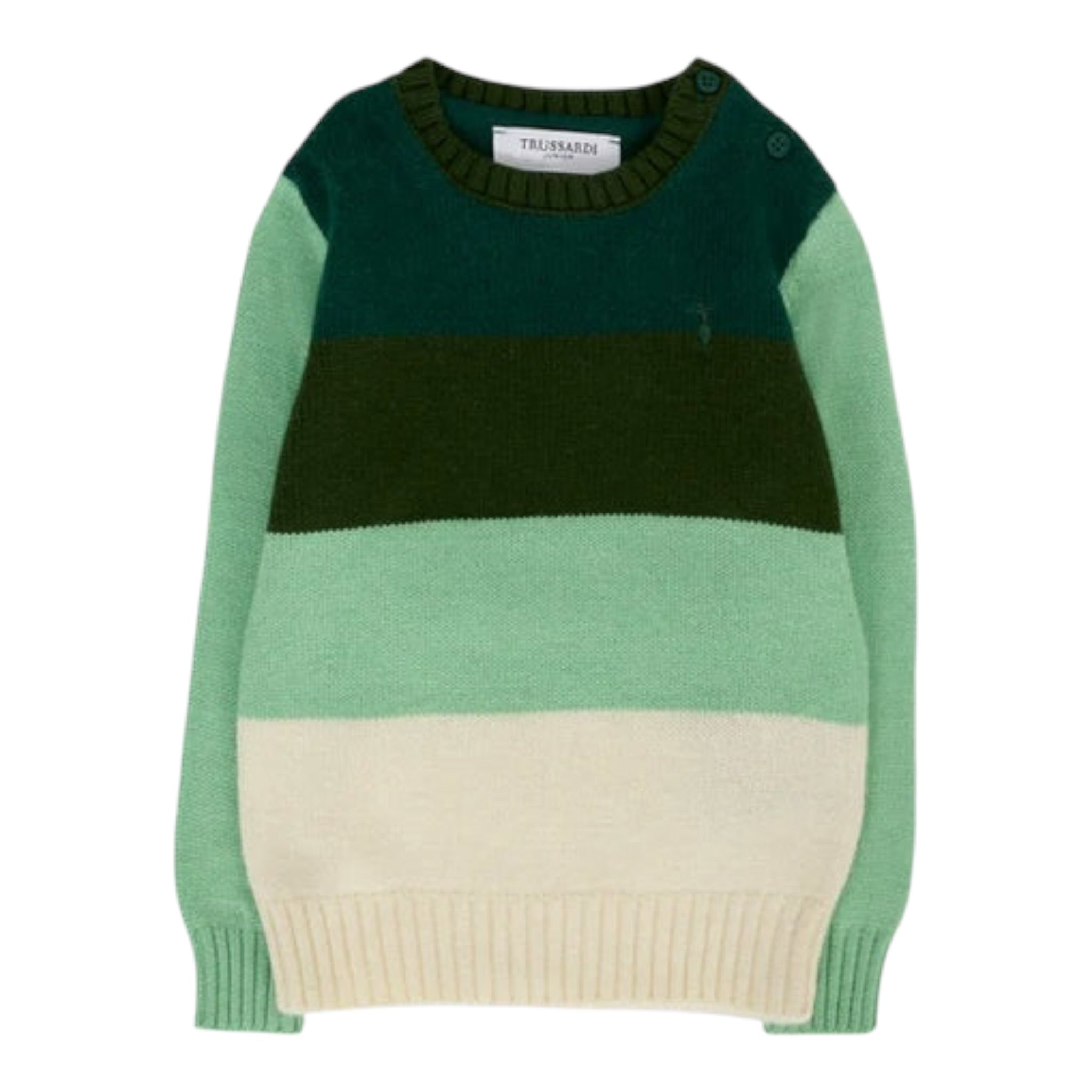 Trussardi Maglia Tricolore Girocollo Verde per Neonato TIA25136MA VERDE TRUSSARDI 