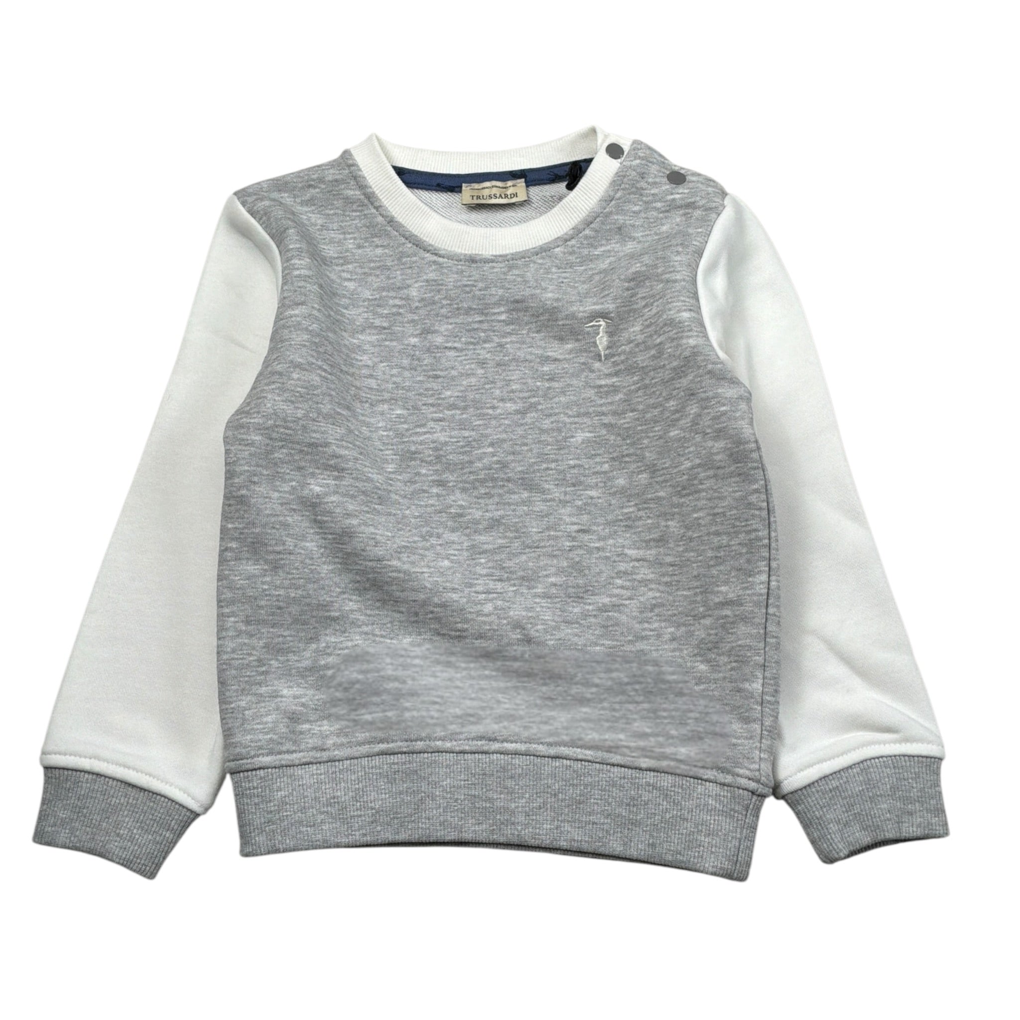 Trussardi Felpa tinta unita Girocollo con Maniche In Contrasto Grigio per Neonato TIA26070FE GRIGIO TRUSSARDI 