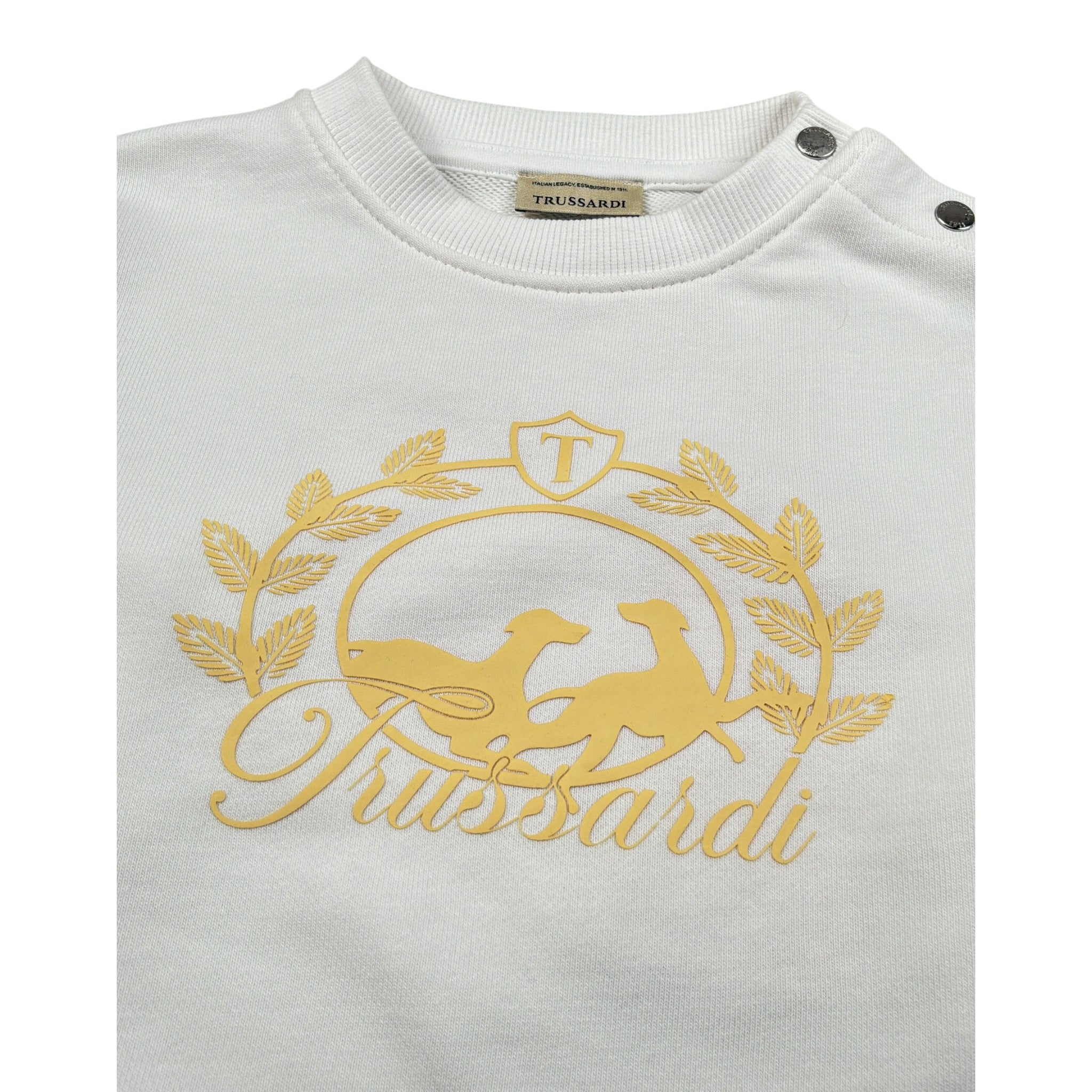 Trussardi Felpa Chiusa Girocollo tinta unita con Stampa Bianco per Neonata TIA26125FE BIANCO TRUSSARDI 
