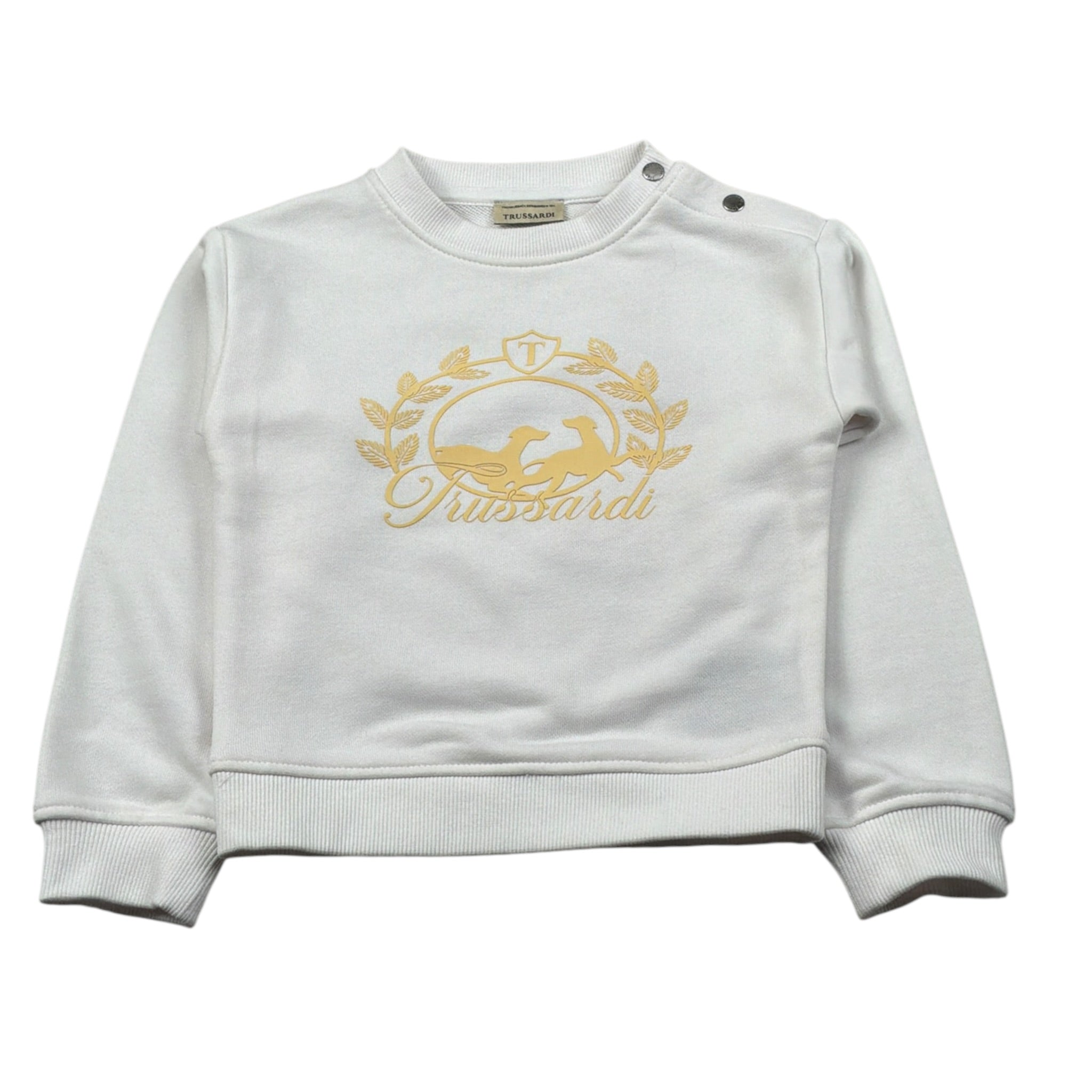 Trussardi Felpa Chiusa Girocollo tinta unita con Stampa Bianco per Neonata TIA26125FE BIANCO TRUSSARDI 
