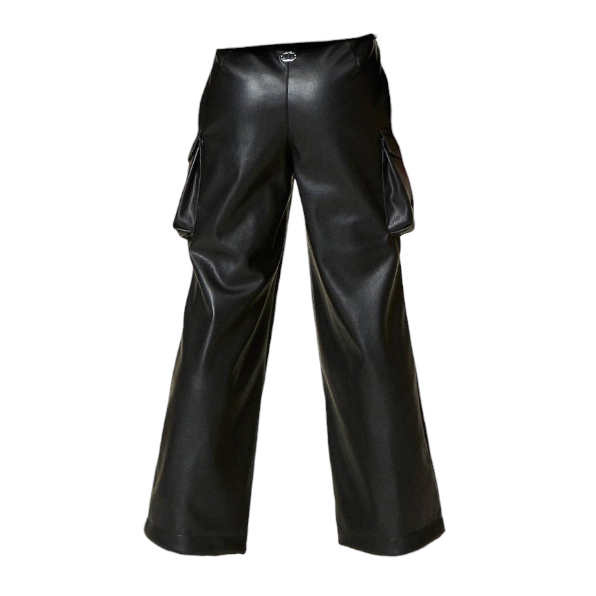 Twinset Pantalone tinta unita In Ecopelle Nero per Bambina 242GJ2154 NERO TWINSET 