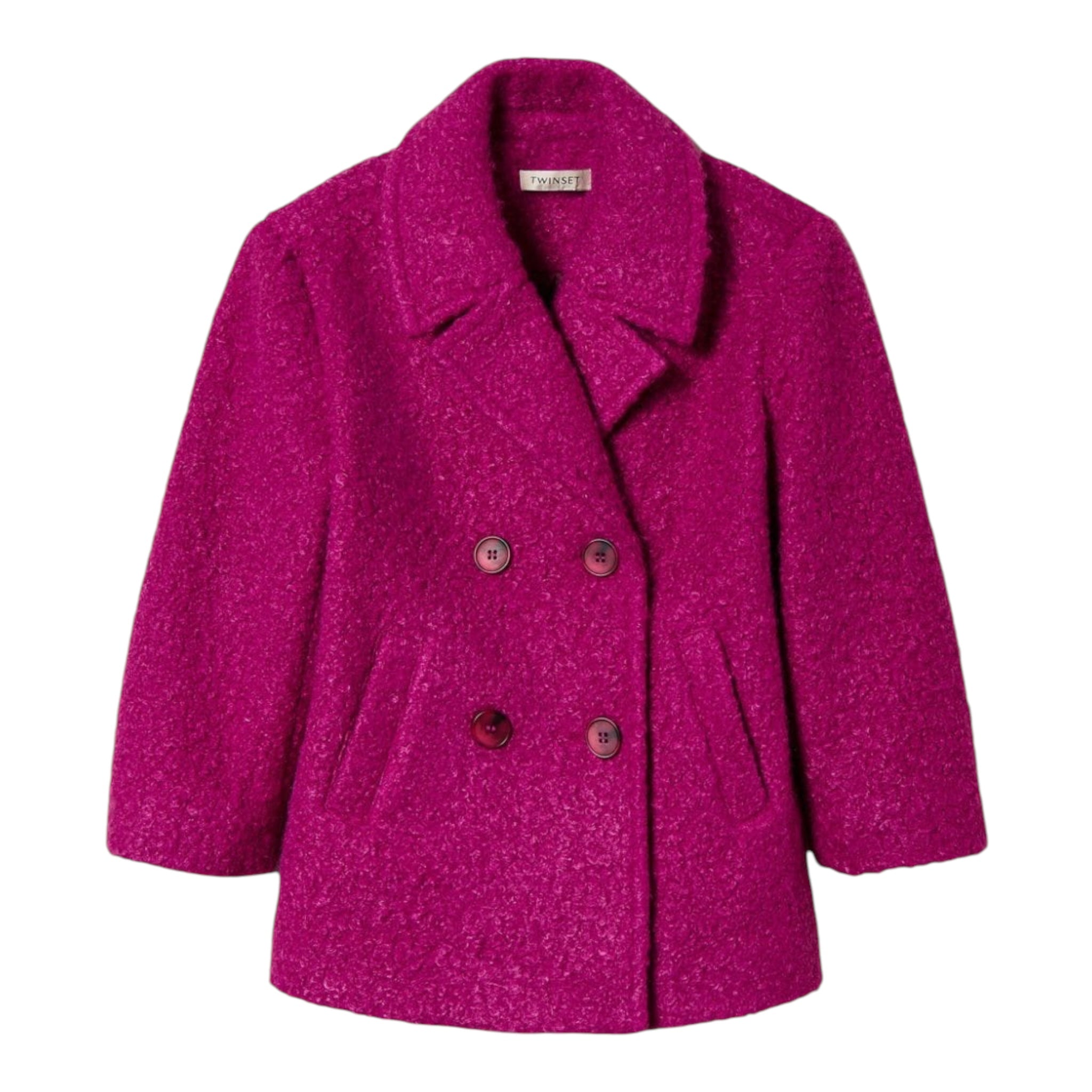 Twinset Cappotto tinta unita Doppiopetto Magenta per Bambina 242GJ2221 MAGENTA TWINSET 