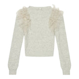 Twinset Maglia tinta unita con Tulle Grigio per Bambina 242GJ3080 GRIGIO TWINSET 